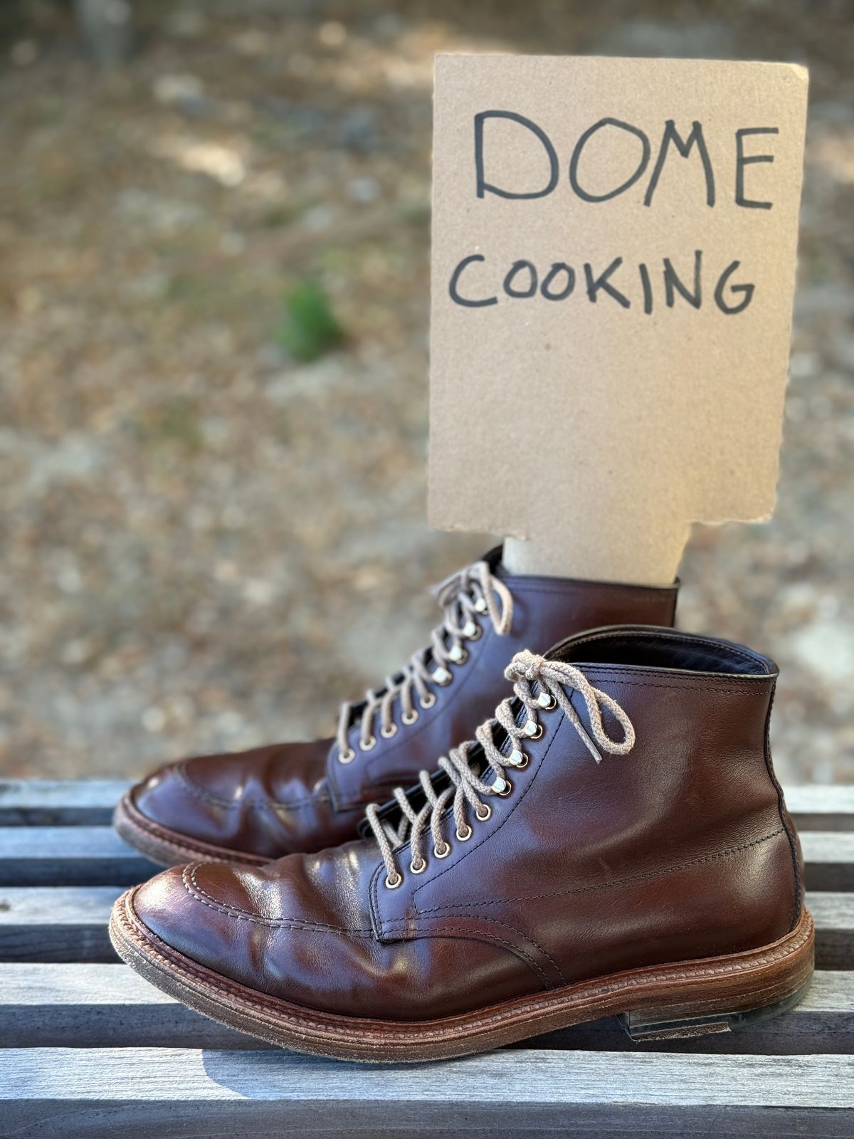 Photo by bootsnpoems on November 1, 2025 of the Alden Stitchdown Otis Indy in Brown Calfskin.