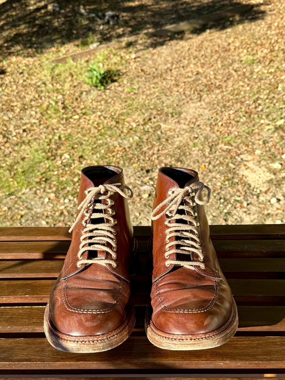 Photo by bootsnpoems on December 4, 2025 of the Alden Stitchdown Otis Indy in Brown Calfskin.