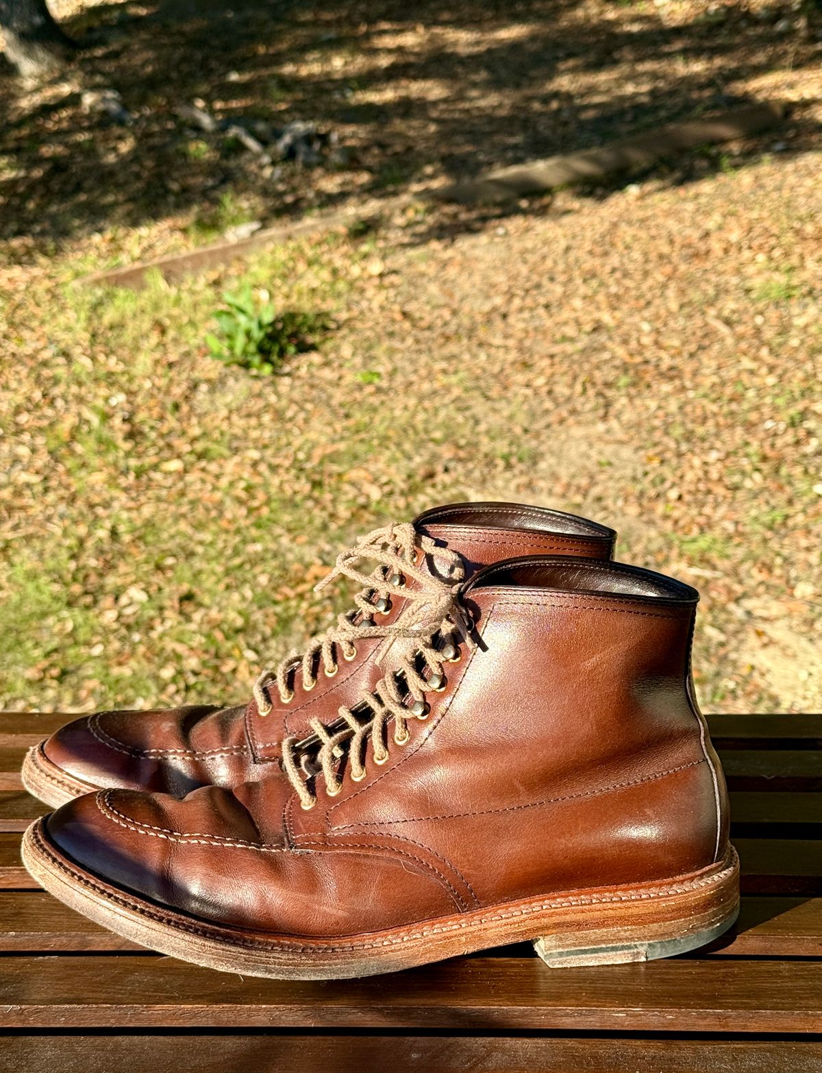 Photo by bootsnpoems on December 4, 2025 of the Alden Stitchdown Otis Indy in Brown Calfskin.