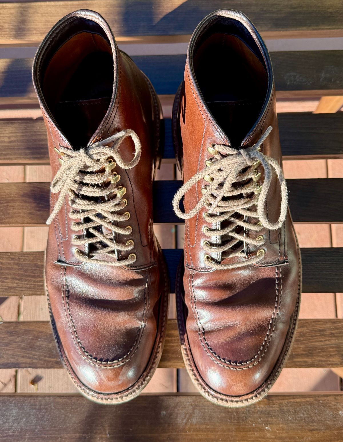 Photo by bootsnpoems on December 4, 2025 of the Alden Stitchdown Otis Indy in Brown Calfskin.