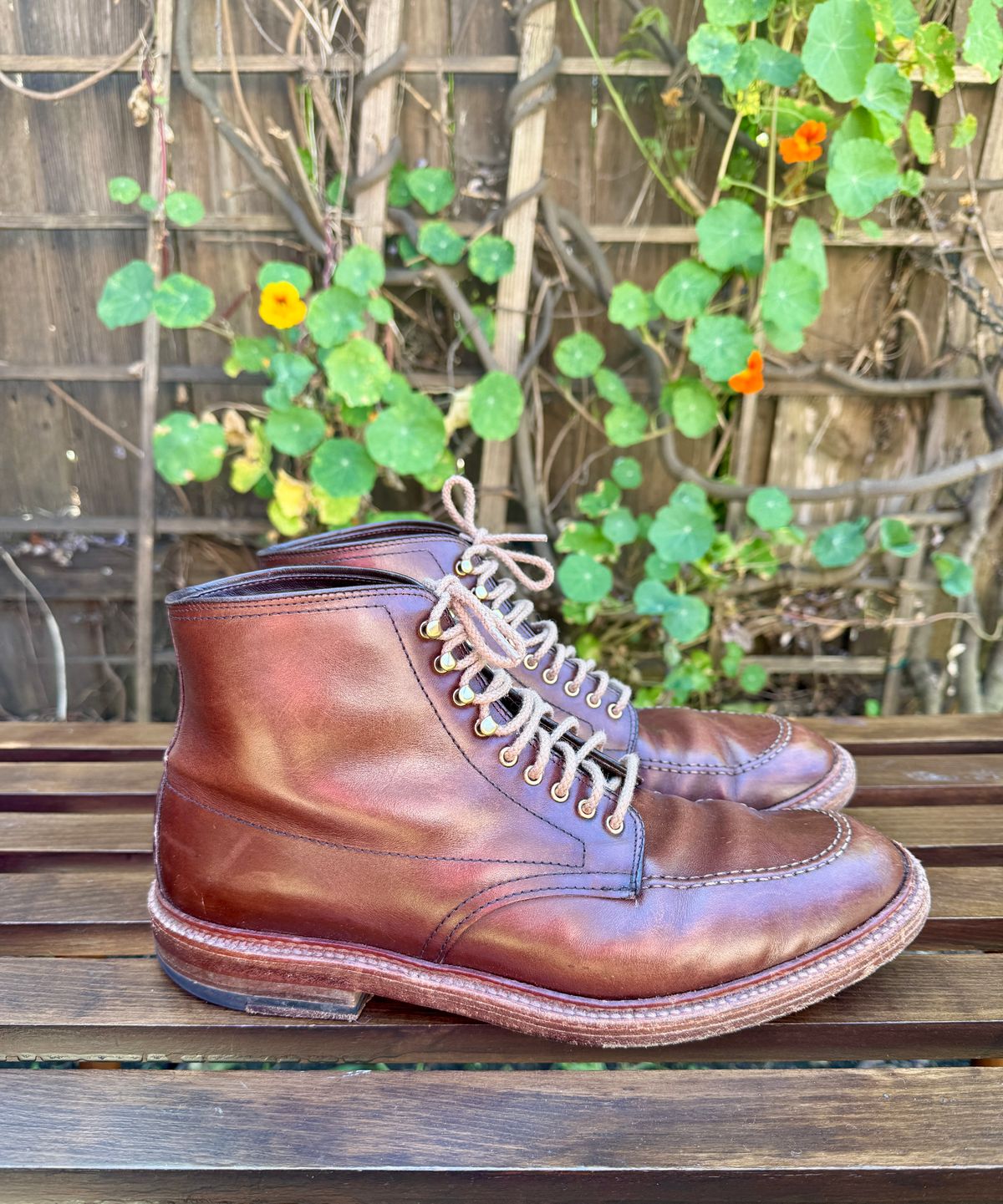Photo by bootsnpoems on April 2, 2026 of the Alden Stitchdown Otis Indy in Brown Calfskin.