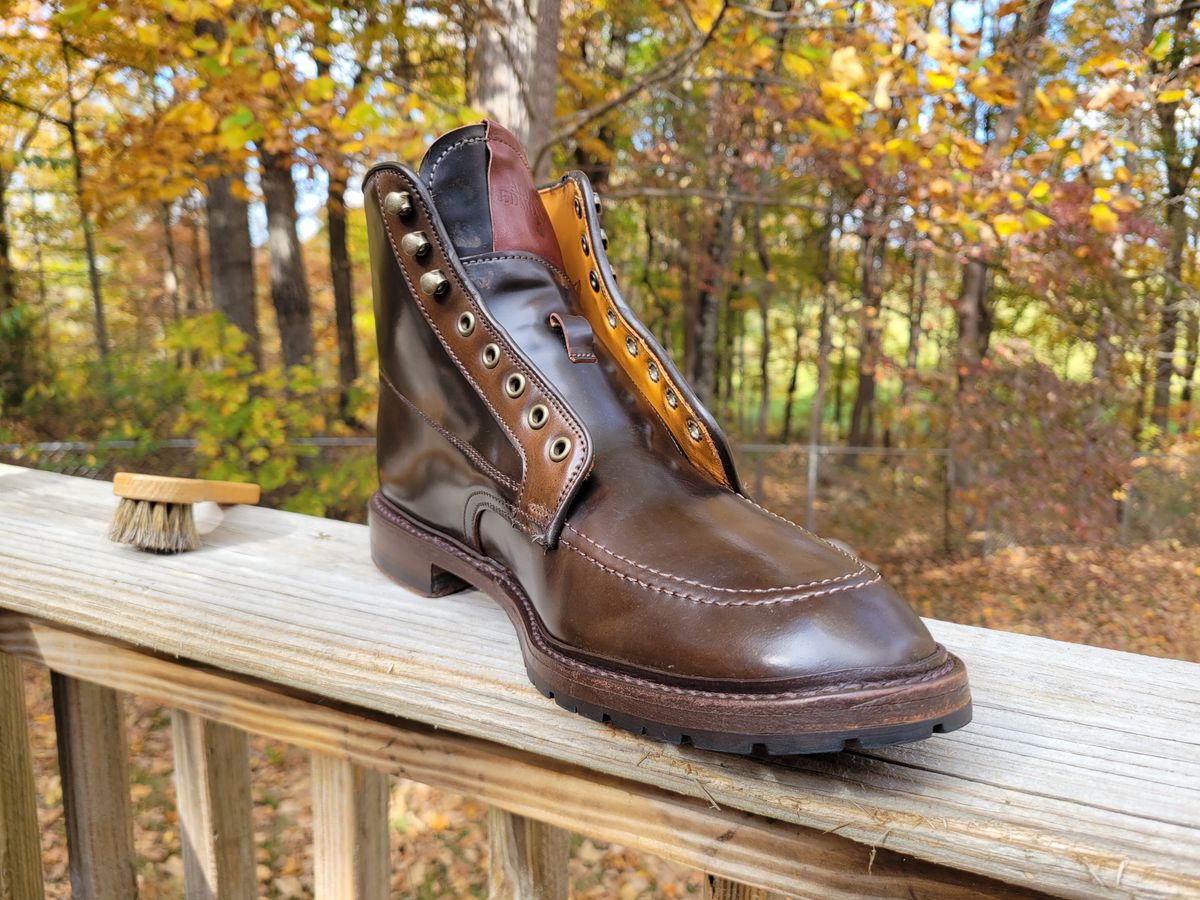 Photo by manowar on October 28, 2023 of the Allen Edmonds Freeport in Horween Dark Cognac Shell Cordovan.
