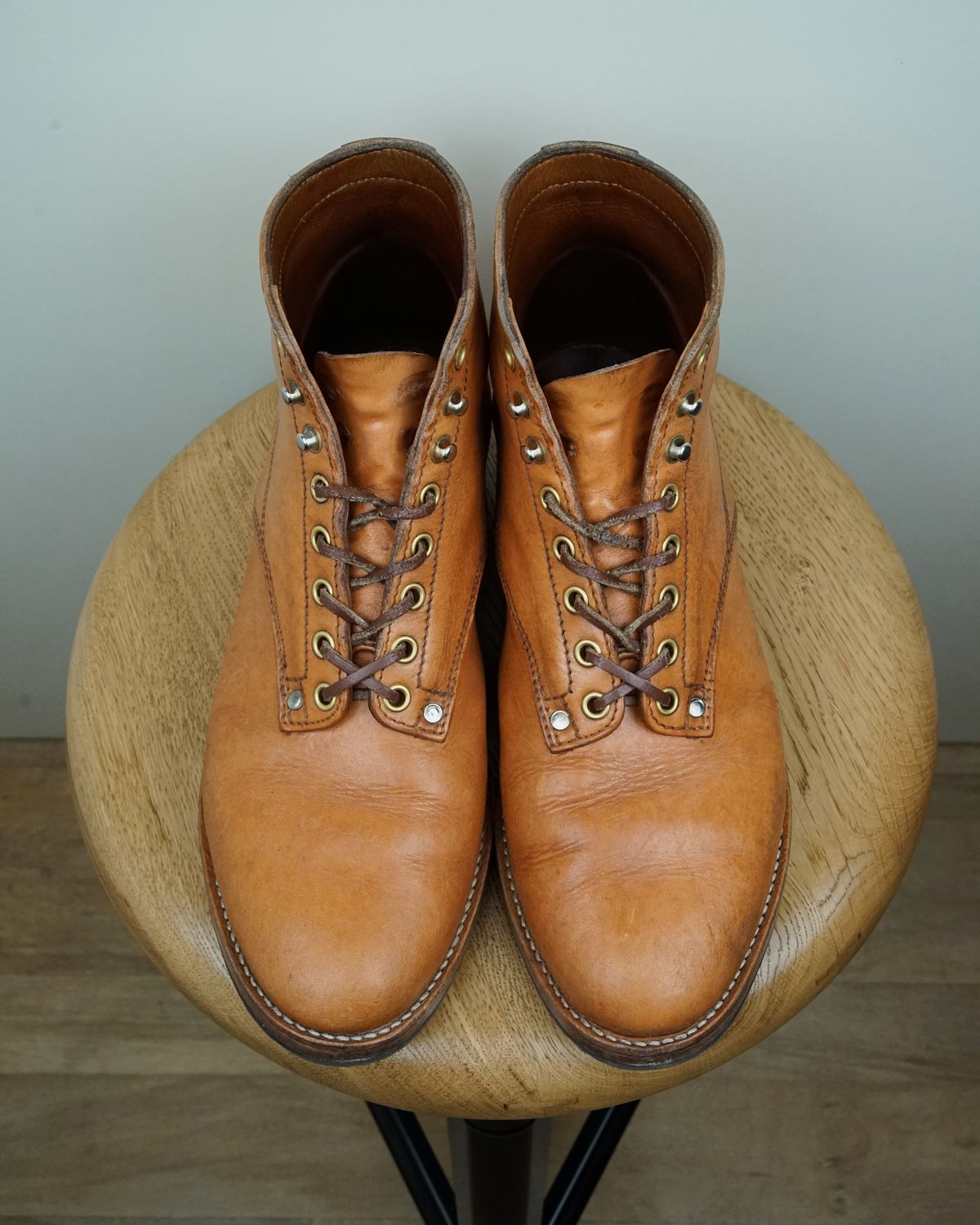 Photo by germanshoeguy on March 4, 2025 of the Self-Made Service Boot Model Stacy in Conceria Walpier Natural Buttero.
