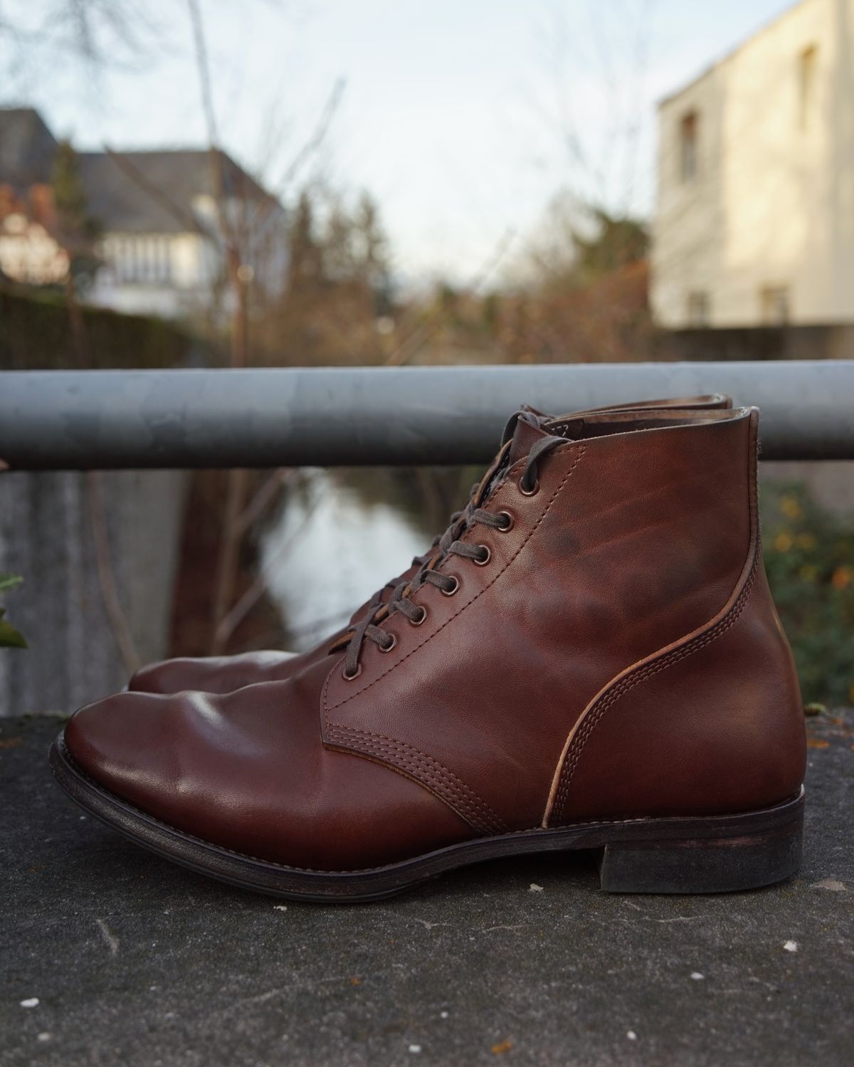 Photo by germanshoeguy on January 1, 2024 of the SKOOB M-43 Service Shoes in Brown Italian Horsebutt.