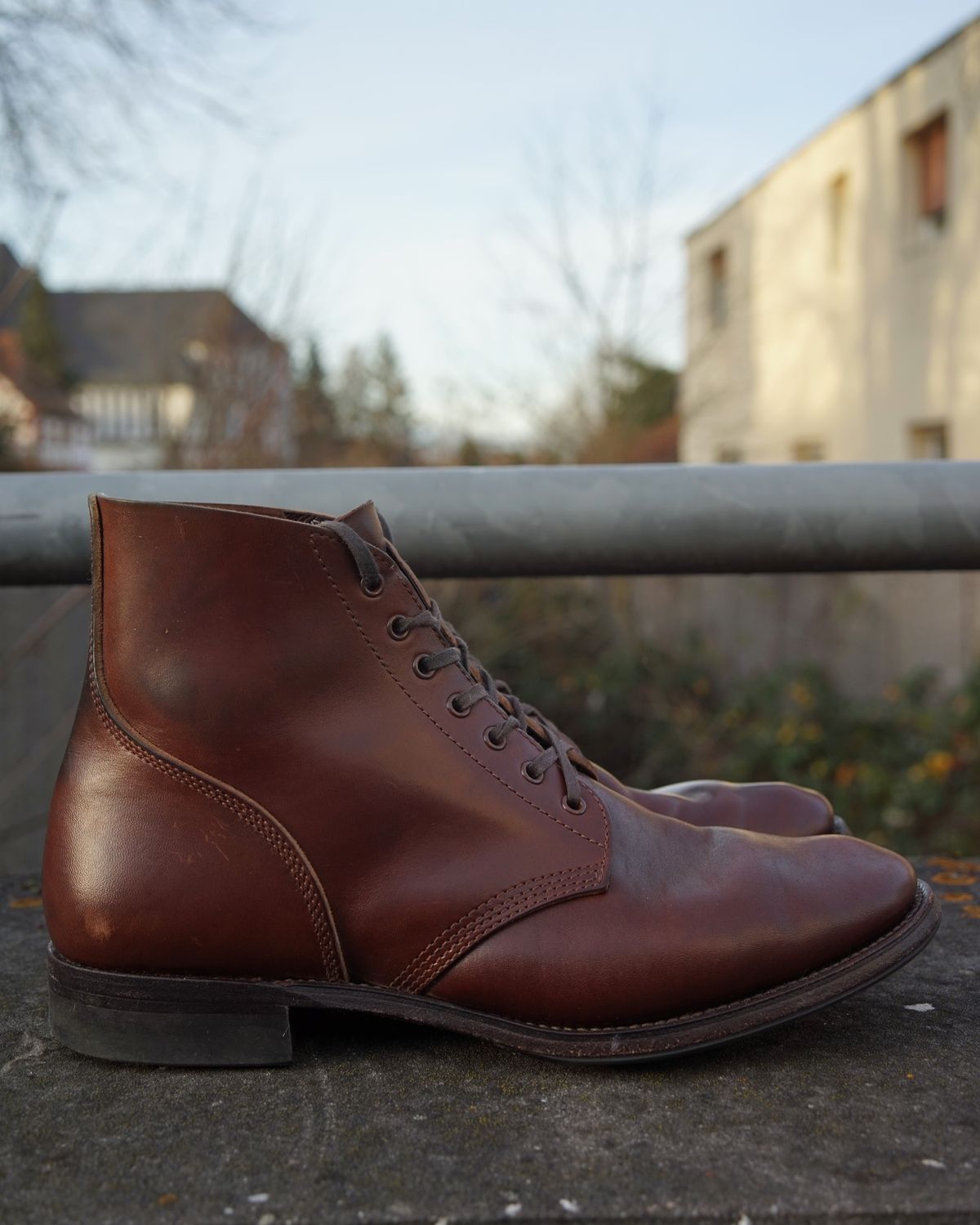 Photo by germanshoeguy on January 1, 2024 of the SKOOB M-43 Service Shoes in Brown Italian Horsebutt.