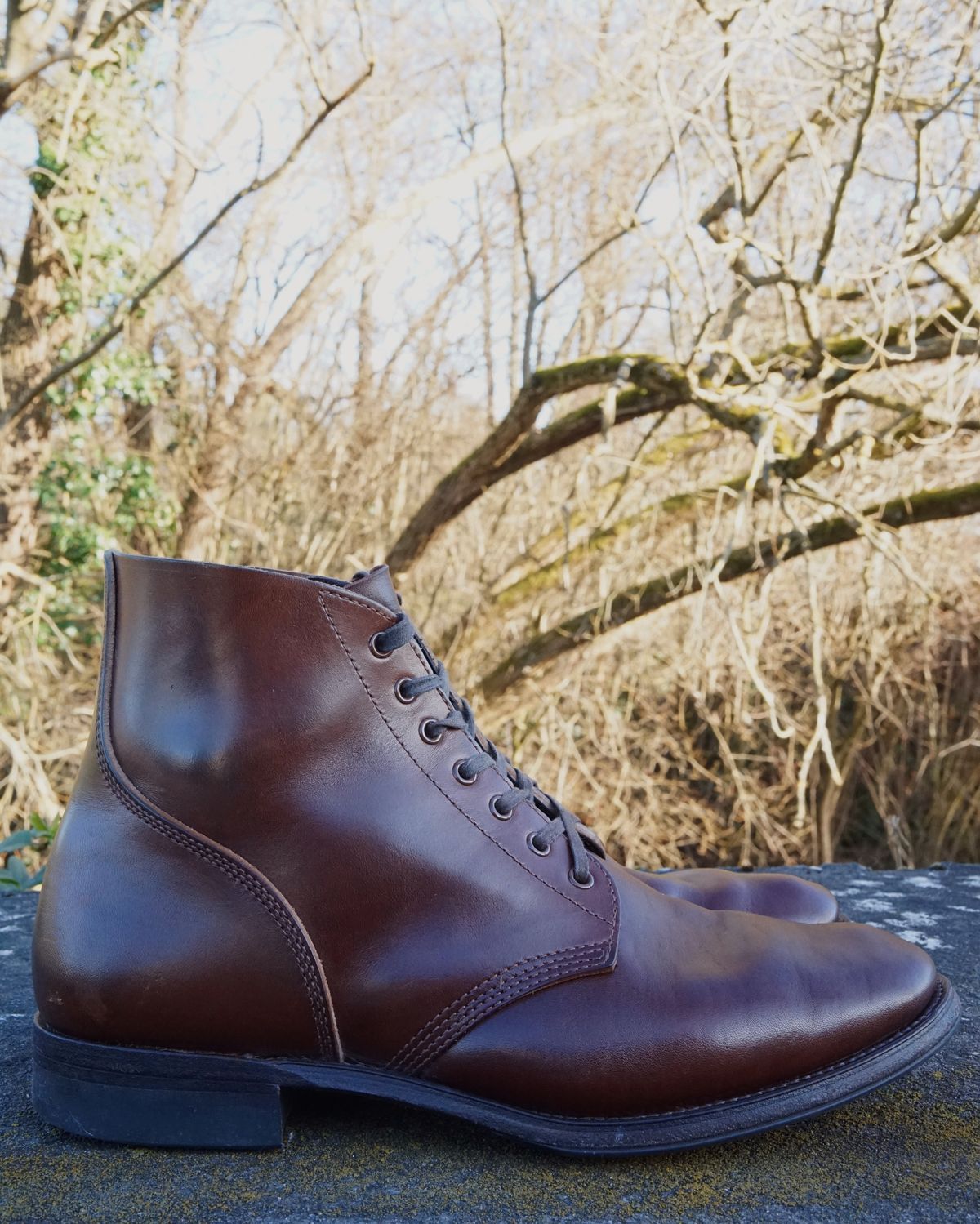 Photo by germanshoeguy on February 1, 2024 of the SKOOB M-43 Service Shoes in Brown Italian Horsebutt.