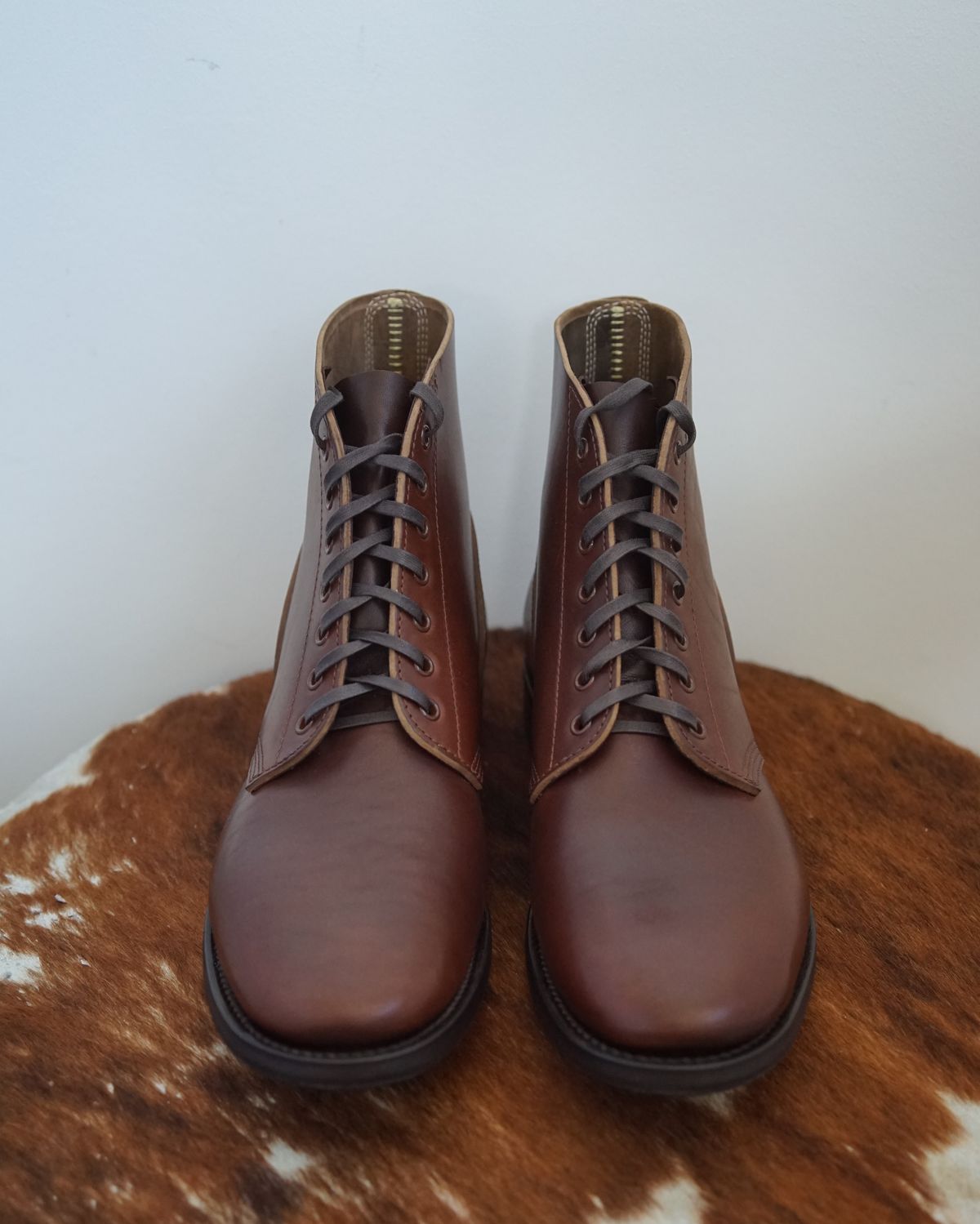 Photo by germanshoeguy on October 1, 2023 of the SKOOB M-43 Service Shoes in Brown Italian Horsebutt.