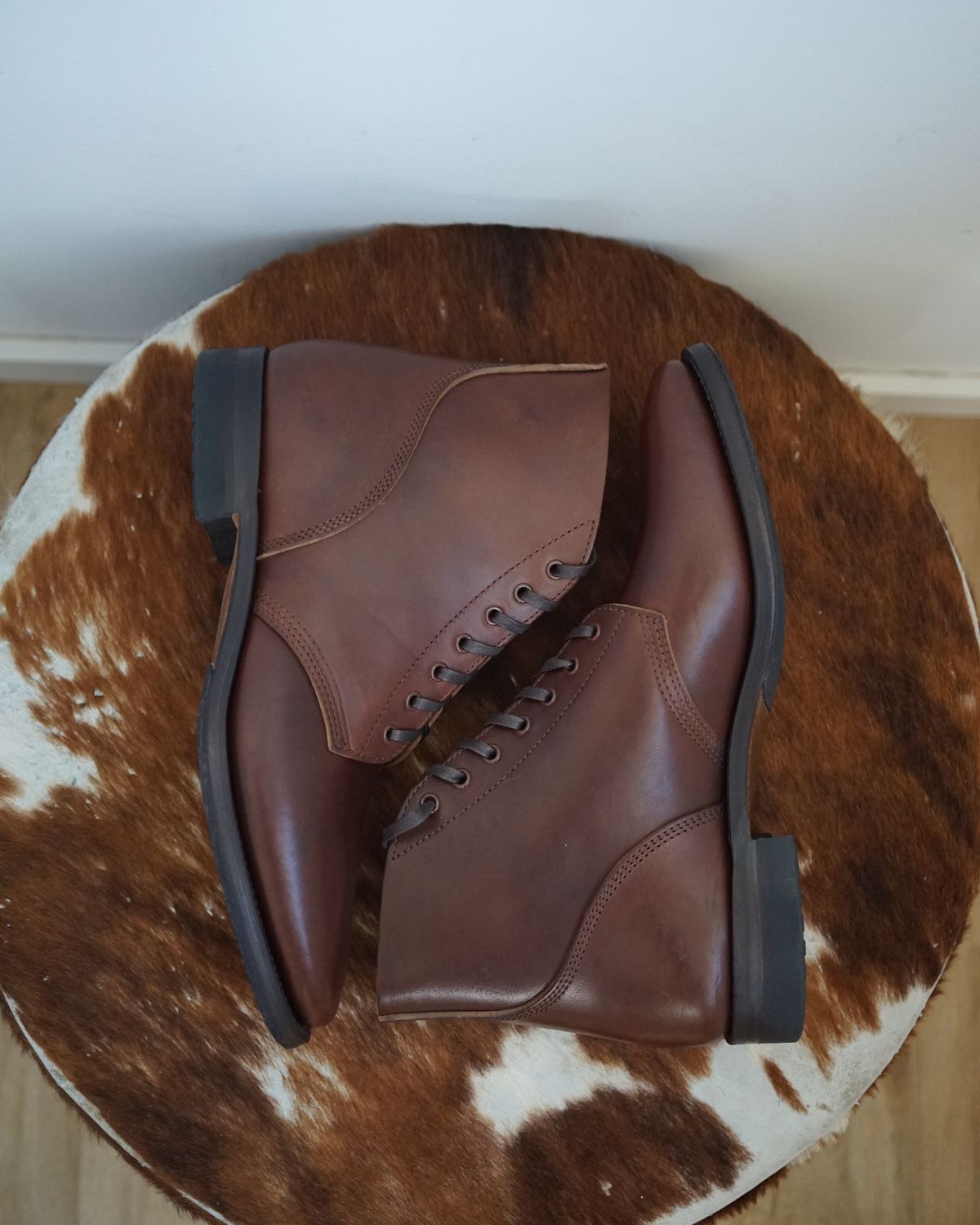 Photo by germanshoeguy on October 1, 2023 of the SKOOB M-43 Service Shoes in Brown Italian Horsebutt.