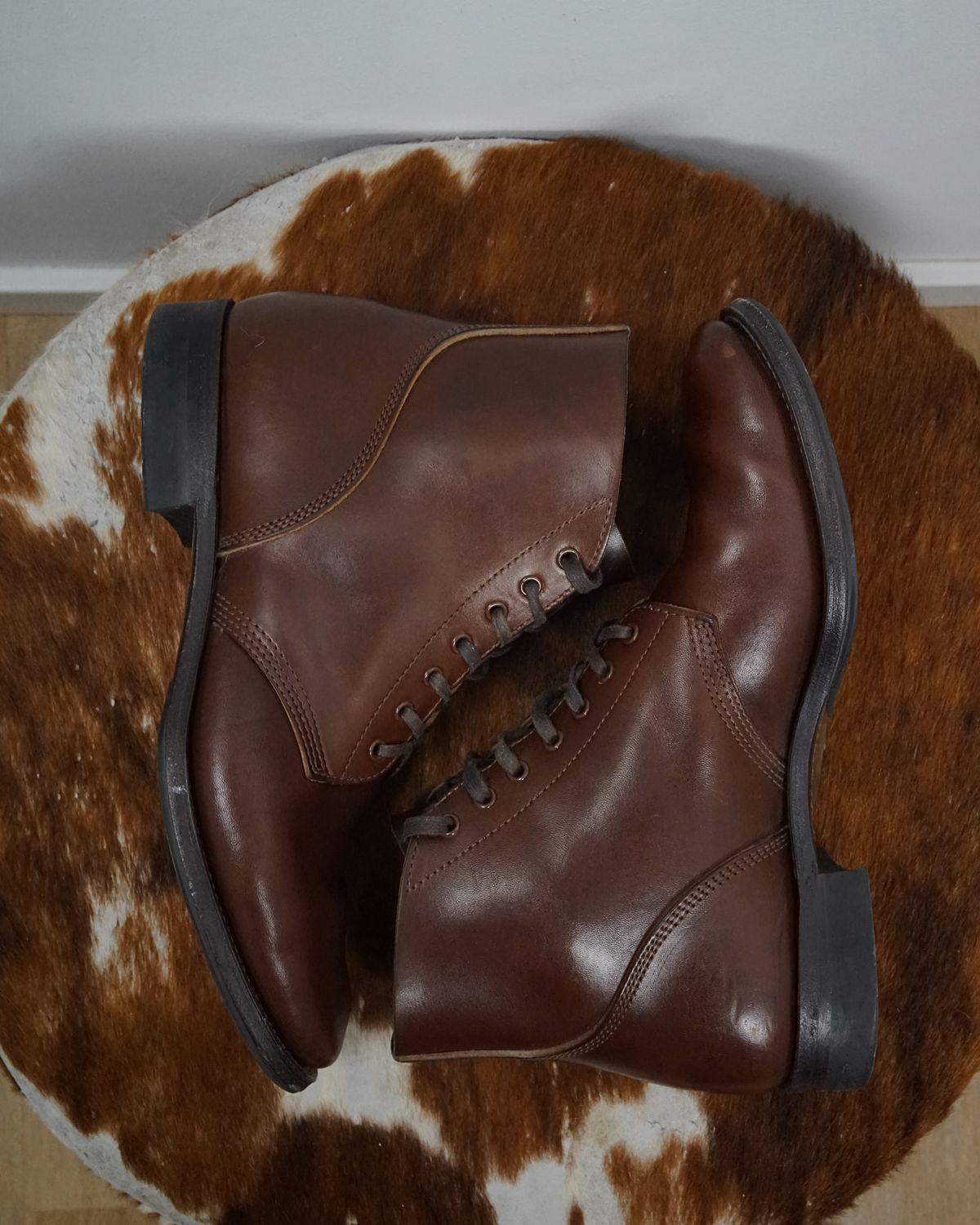 Photo by germanshoeguy on December 2, 2023 of the SKOOB M-43 Service Shoes in Brown Italian Horsebutt.