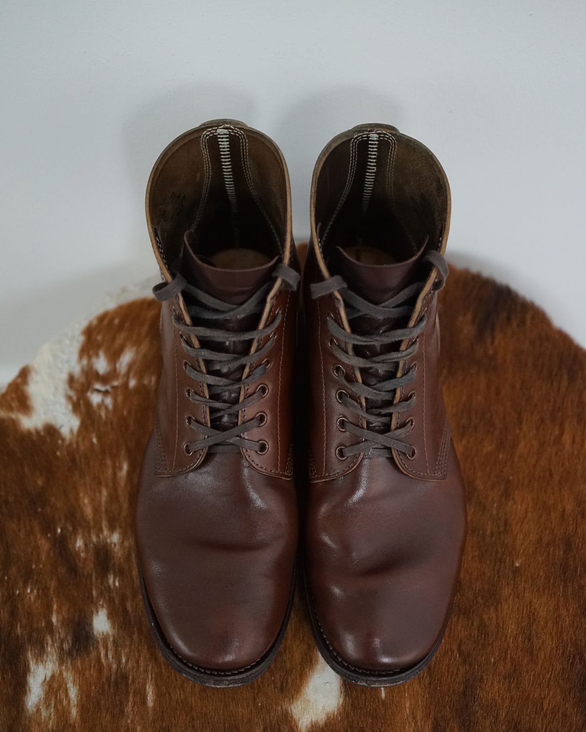Photo by germanshoeguy on December 2, 2023 of the SKOOB M-43 Service Shoes in Brown Italian Horsebutt.
