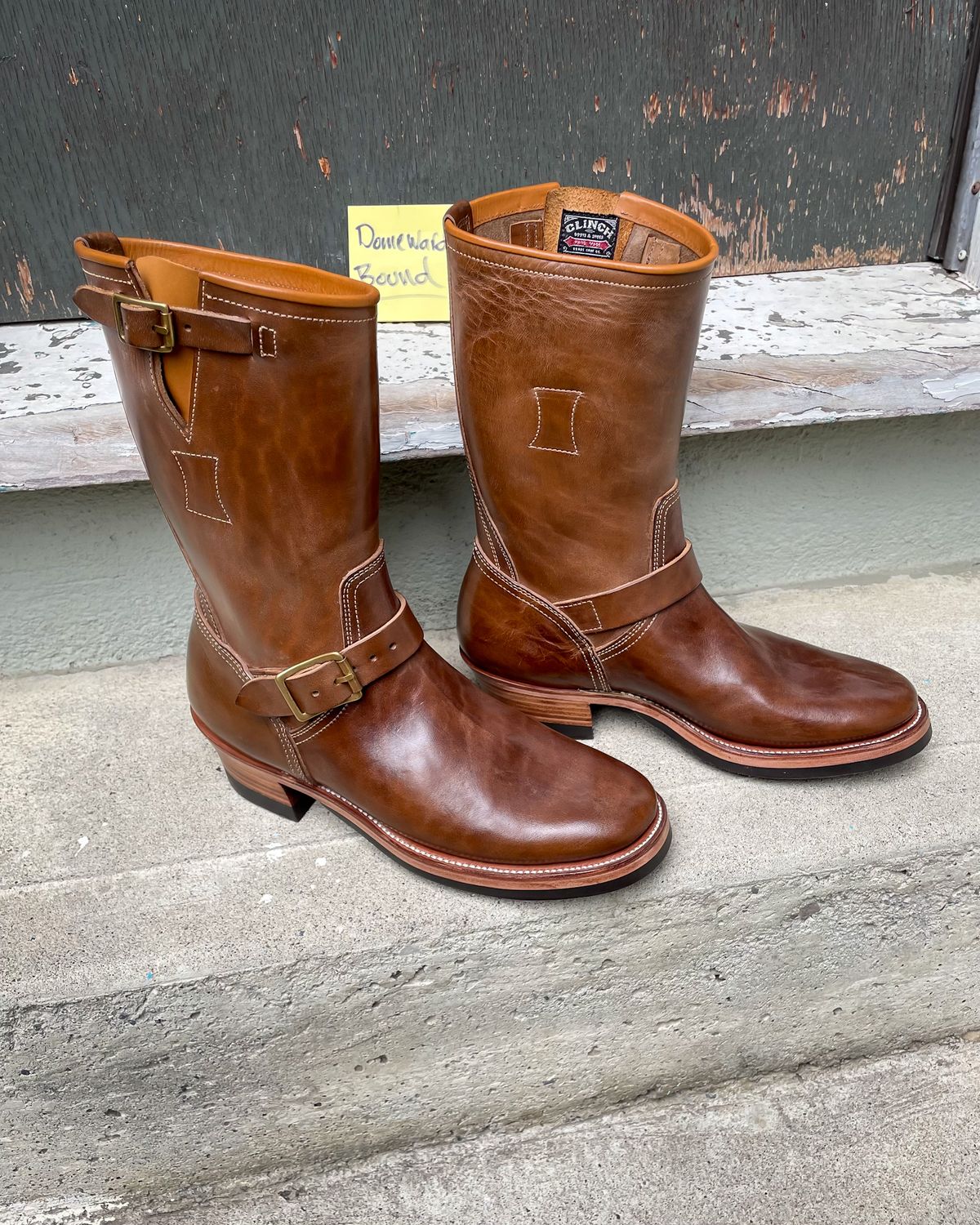 Photo by scotts on October 1, 2023 of the Clinch Engineer Boots 11-Inch Height in Natural Horsebutt.