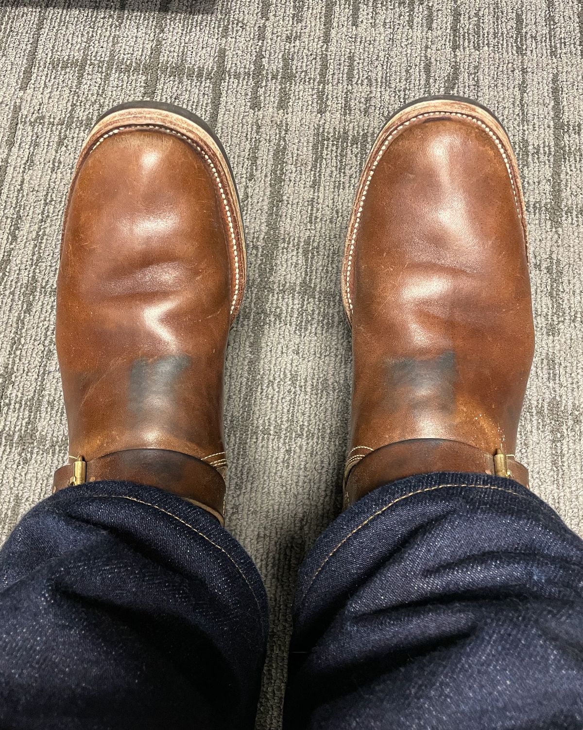 Photo by scotts on January 12, 2024 of the Clinch Engineer Boots 11-Inch Height in Natural Horsebutt.