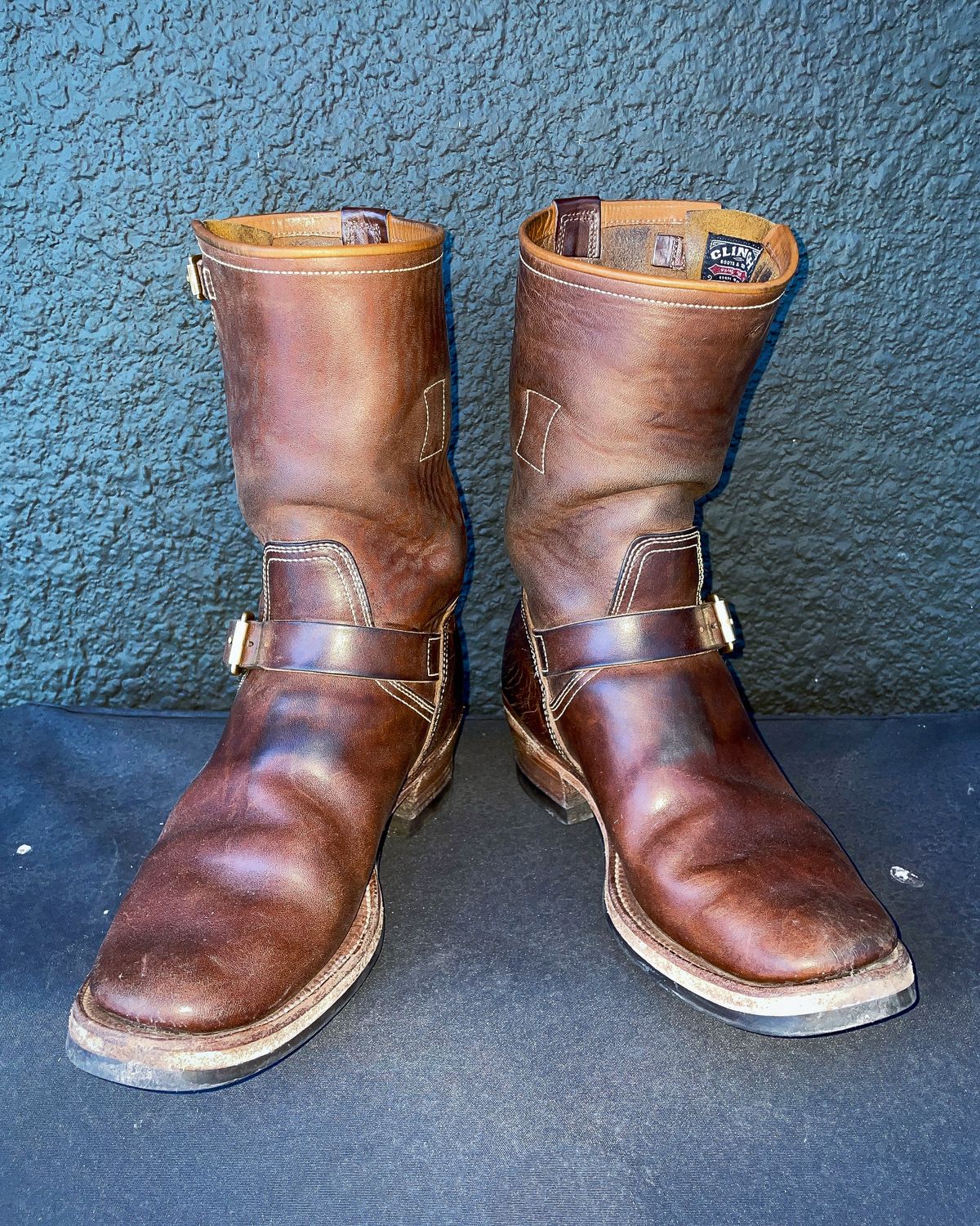 Photo by scotts on February 19, 2024 of the Clinch Engineer Boots 11-Inch Height in Natural Horsebutt.