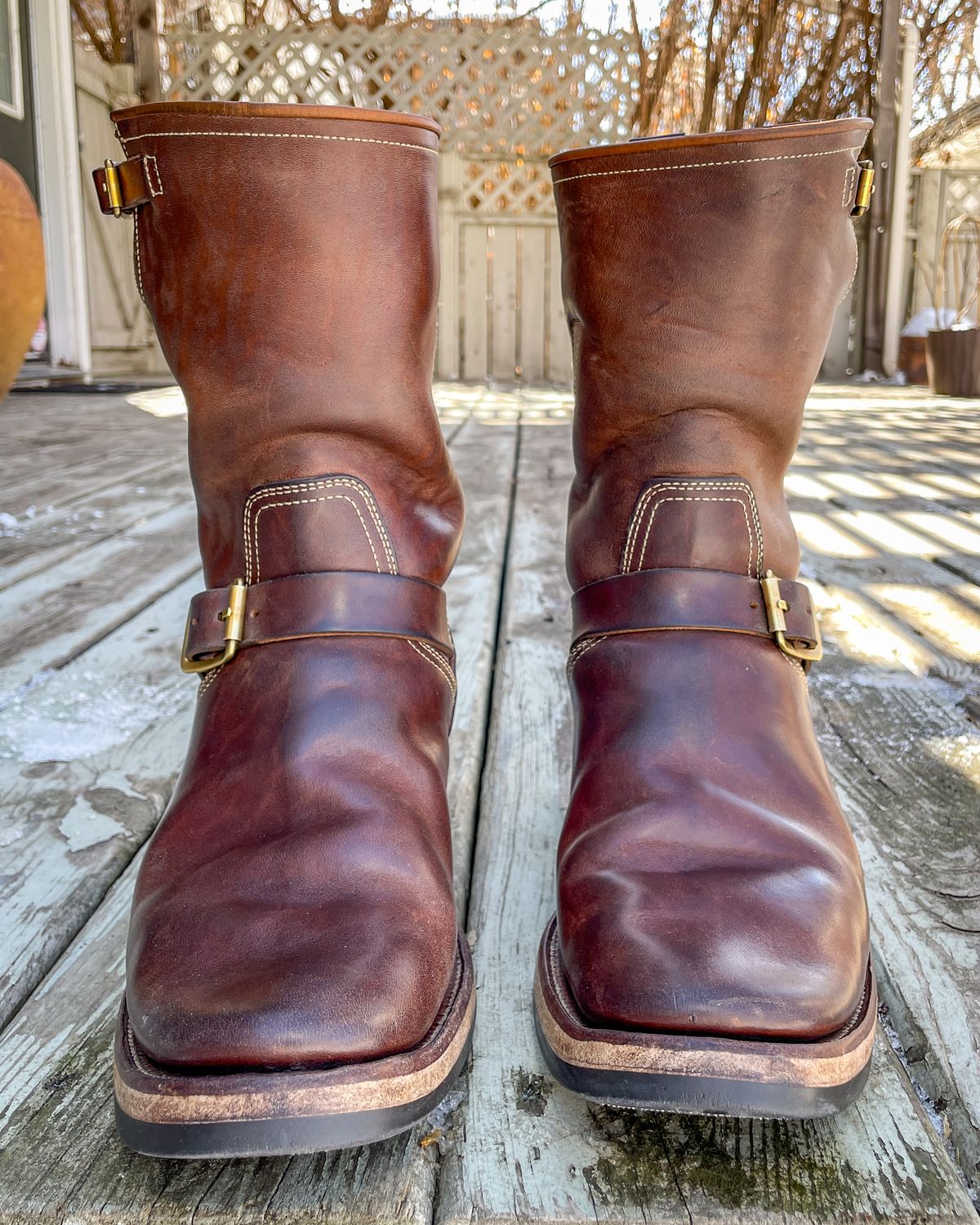 Photo by scotts on April 1, 2024 of the Clinch Engineer Boots 11-Inch Height in Natural Horsebutt.