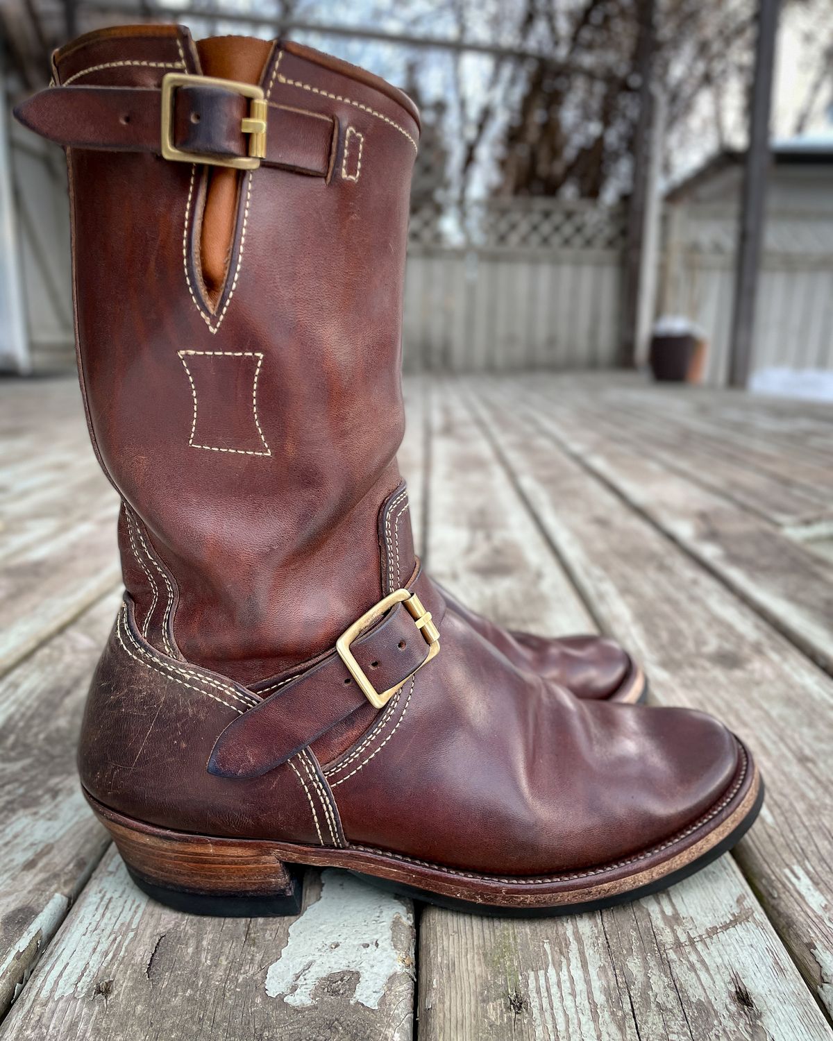 Photo by scotts on April 5, 2024 of the Clinch Engineer Boots 11-Inch Height in Natural Horsebutt.