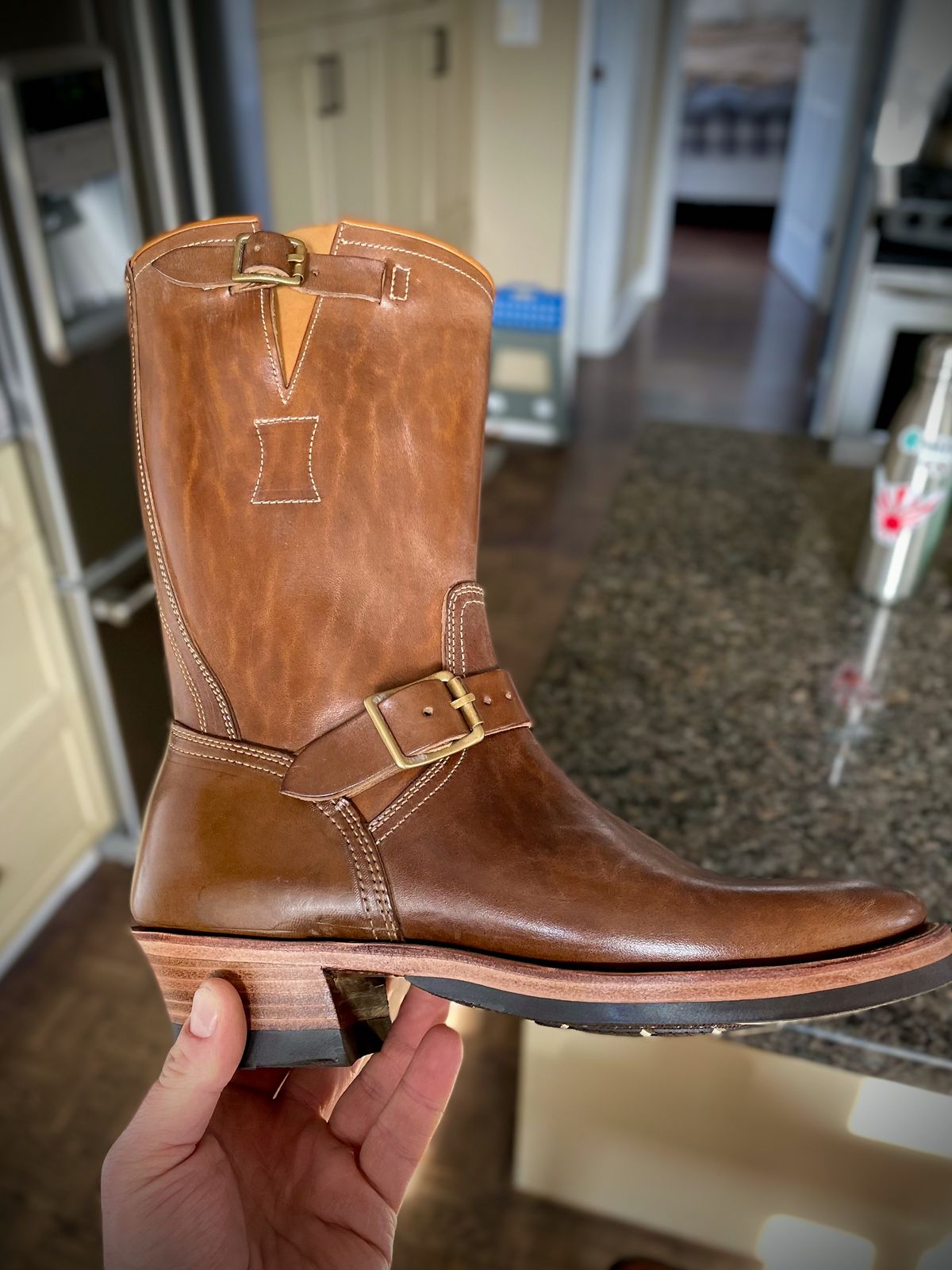 Photo by scotts on August 1, 2023 of the Clinch Engineer Boots 11-Inch Height in Natural Horsebutt.