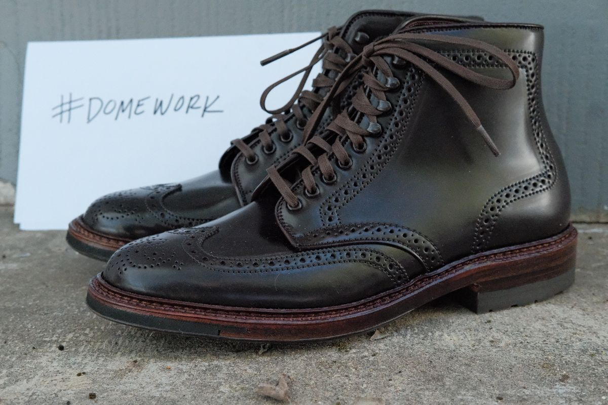 Photo by DirtyRat on October 2, 2022 of the Alden Wingtip Boot in Horween Color 8 Shell Cordovan.