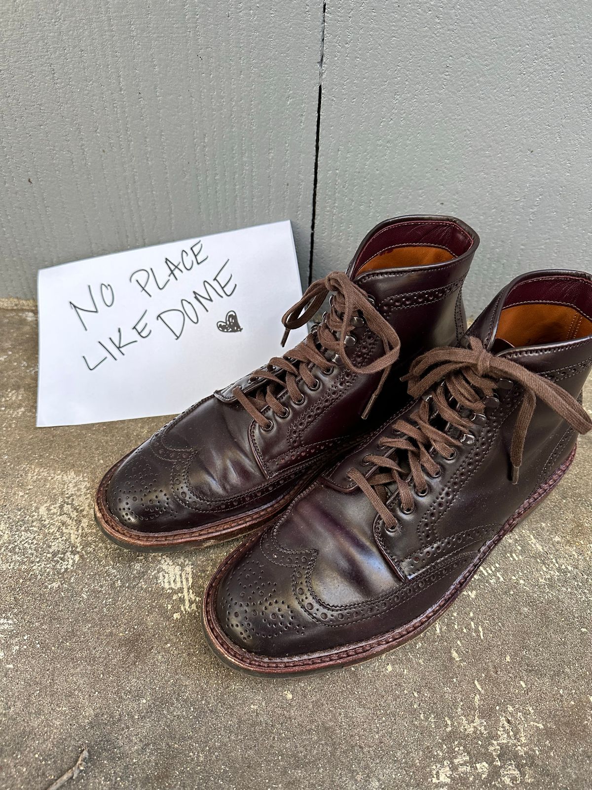 Photo by DirtyRat on November 10, 2022 of the Alden Wingtip Boot in Horween Color 8 Shell Cordovan.