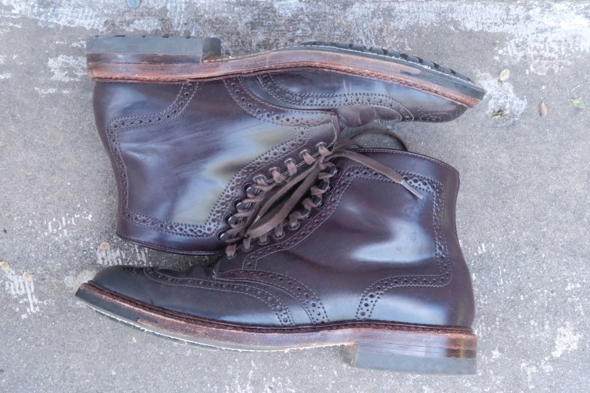 Photo by DirtyRat on April 6, 2023 of the Alden Wingtip Boot in Horween Color 8 Shell Cordovan.