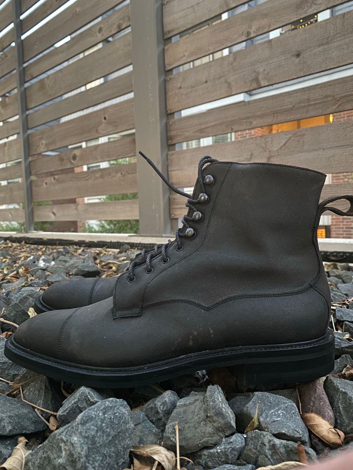Photo by babu on October 6, 2022 of the Edward Green Galway in Black Waxed Suede.