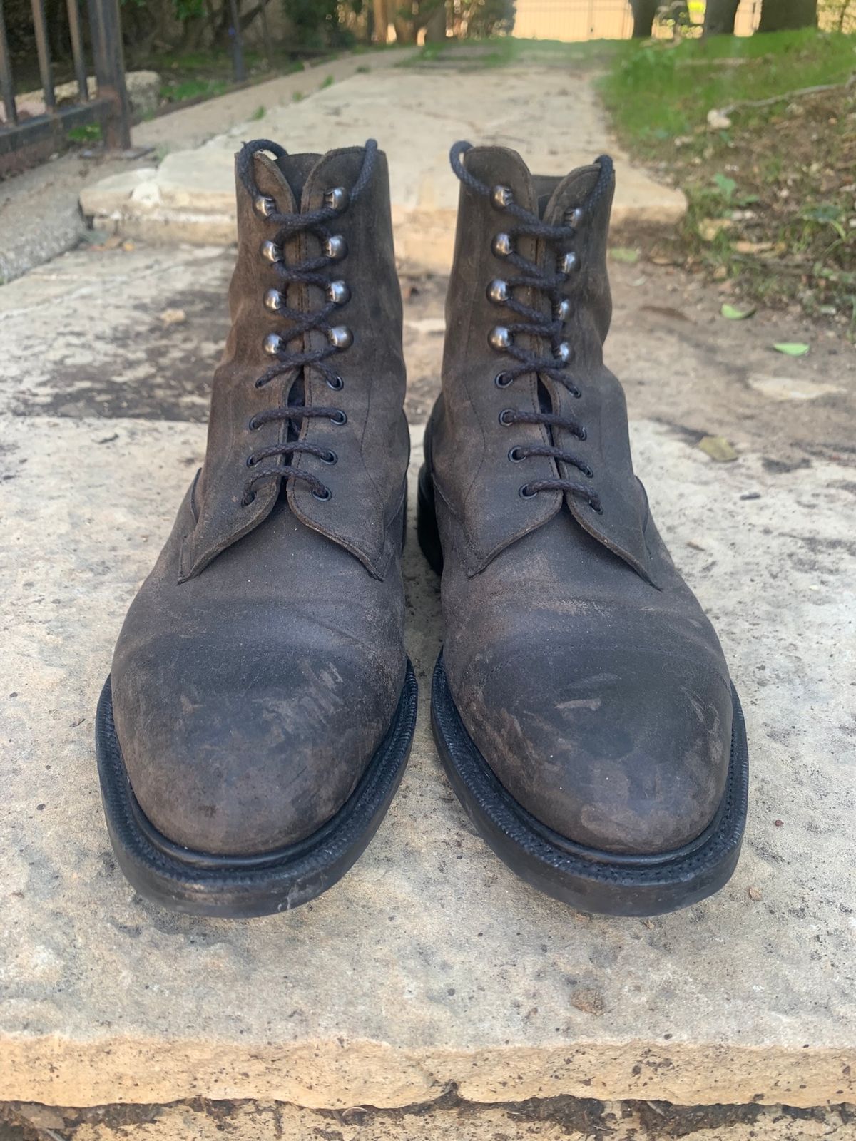 Photo by babu on November 9, 2022 of the Edward Green Galway in Black Waxed Suede.