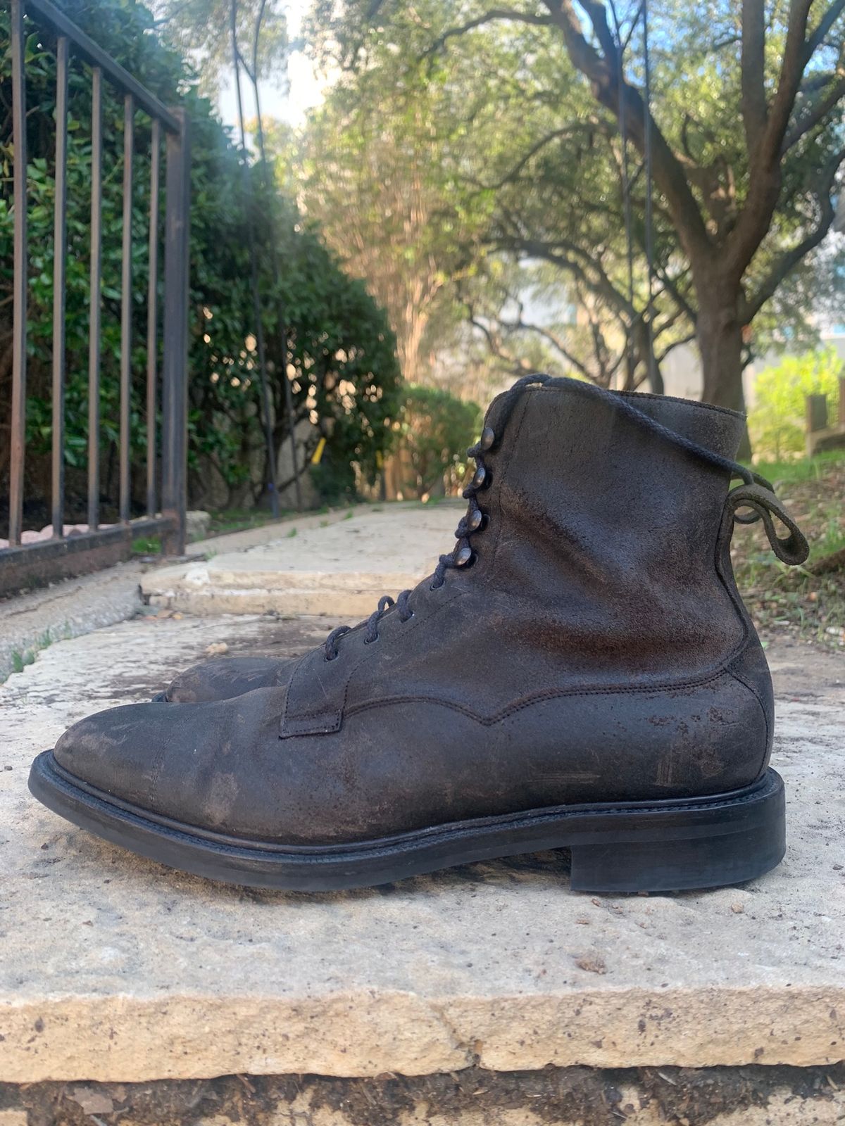 Photo by babu on November 9, 2022 of the Edward Green Galway in Black Waxed Suede.