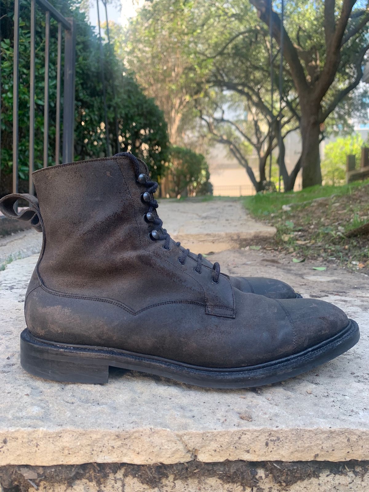 Photo by babu on November 9, 2022 of the Edward Green Galway in Black Waxed Suede.