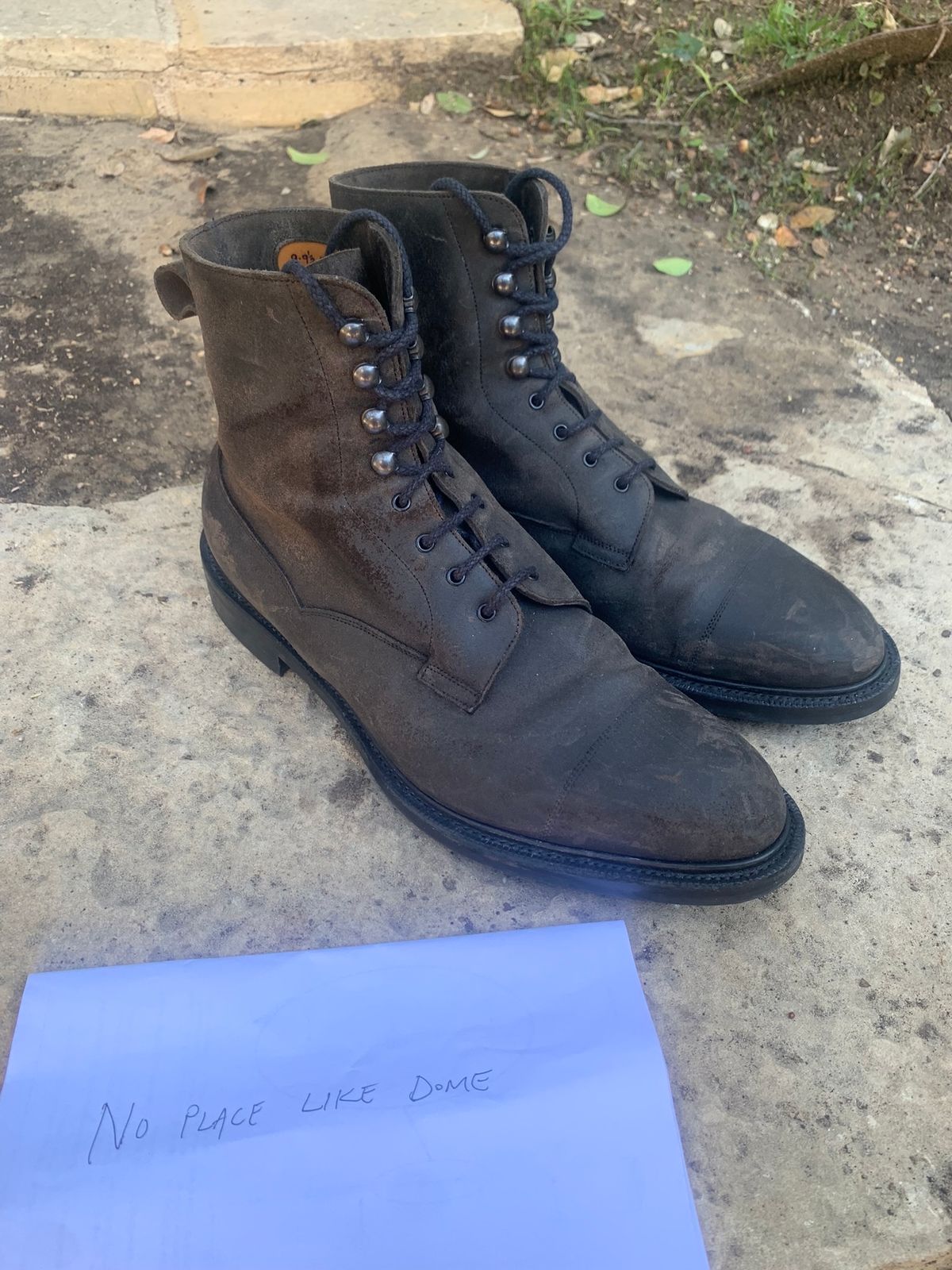 Photo by babu on November 9, 2022 of the Edward Green Galway in Black Waxed Suede.