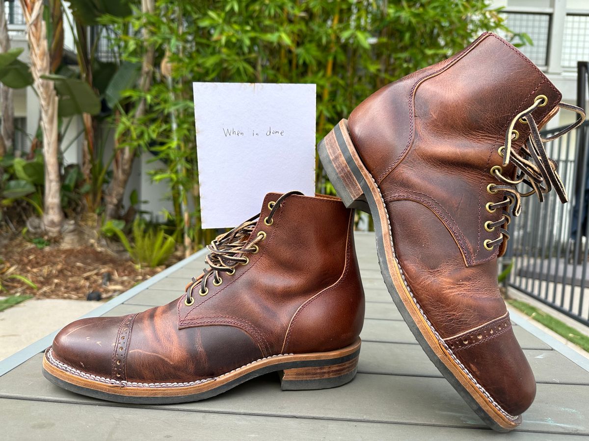 Photo by shuviten on November 5, 2024 of the Self-Made Derby Boot in Horween Color 8 Cypress.