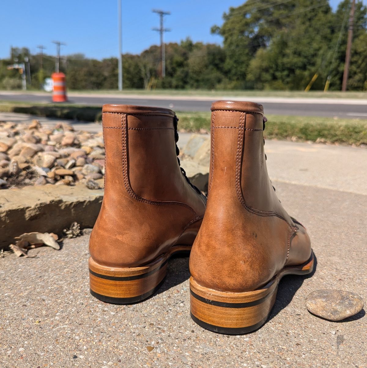 Photo by Ali_LegacyBootworks on November 1, 2024 of the Legacy bootworks Airborne boot in Horween Natural Horse Strip.