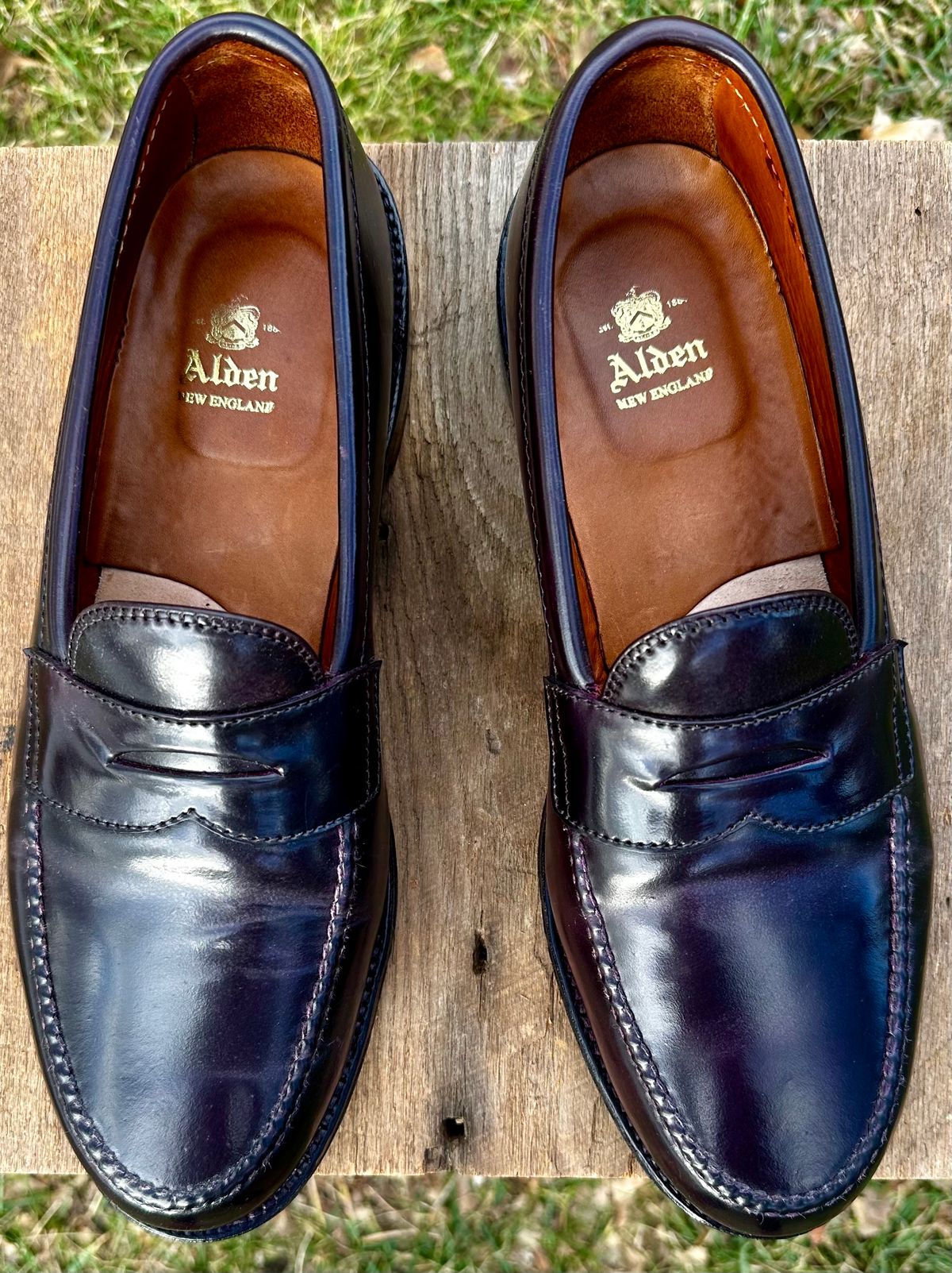 Photo by NoDadBod81 on January 4, 2024 of the Alden Leisure Handsewn Penny Loafer in Horween Color 8 Shell Cordovan.