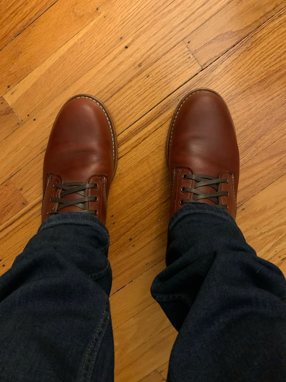 Photo by NoDadBod81 on November 30, 2019 of the Wolverine 1000 Mile Plain-Toe Boot in Horween Color 8 Chromexcel.