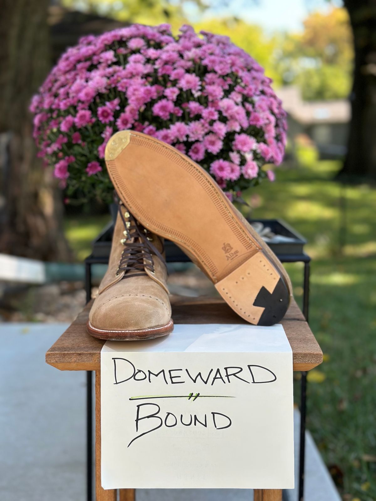 Photo by NoDadBod81 on October 2, 2023 of the Alden x Leffot Cooney Boot in Tan Suede.