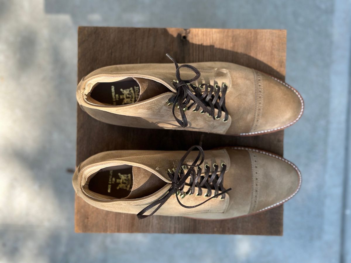 Photo by NoDadBod81 on October 2, 2023 of the Alden x Leffot Cooney Boot in Tan Suede.