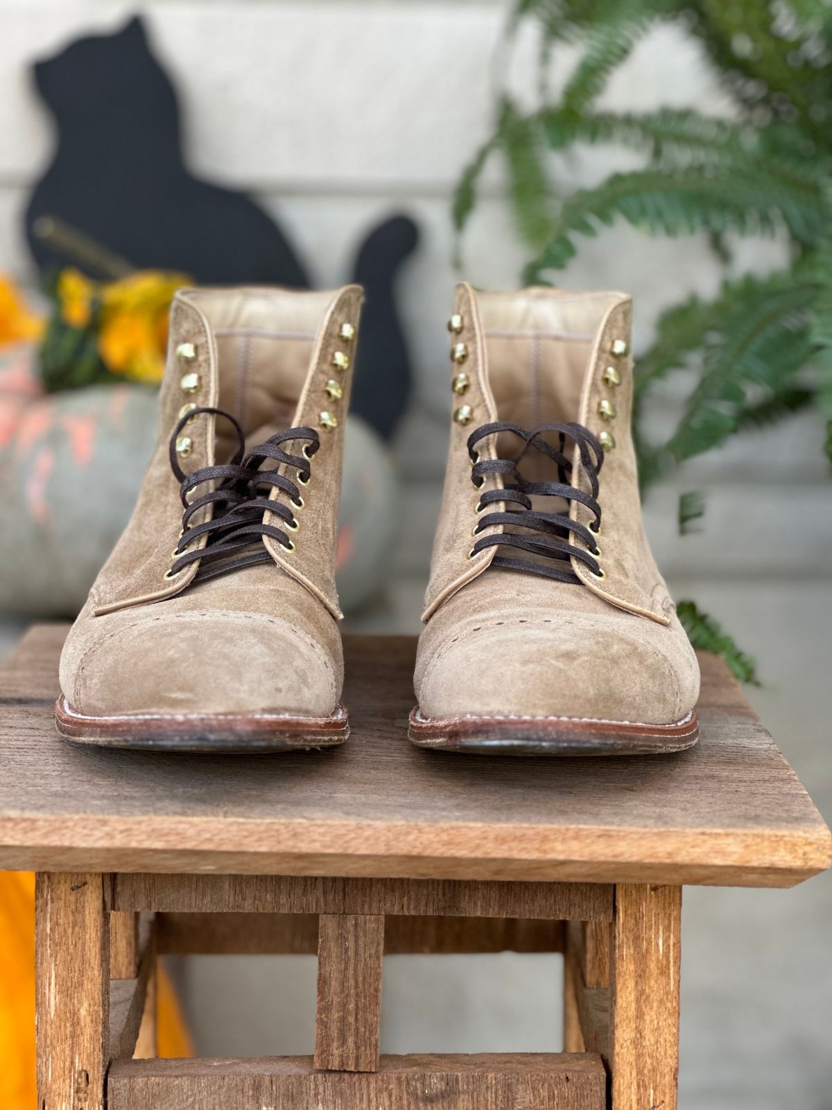 Photo by NoDadBod81 on November 5, 2023 of the Alden x Leffot Cooney Boot in Tan Suede.