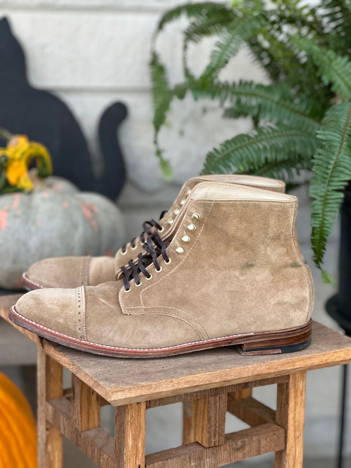 Photo by NoDadBod81 on November 5, 2023 of the Alden x Leffot Cooney Boot in Tan Suede.
