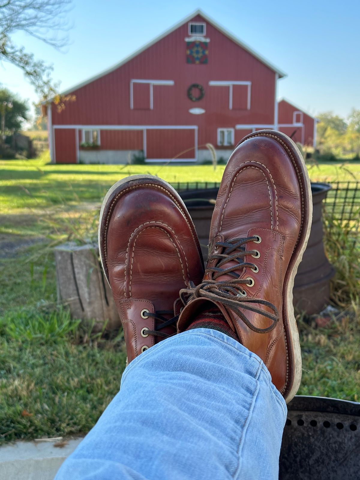 Photo by NoDadBod81 on October 1, 2023 of the Grant Stone Brass Boot in Badalassi Carlo Saddle Tan Minerva.