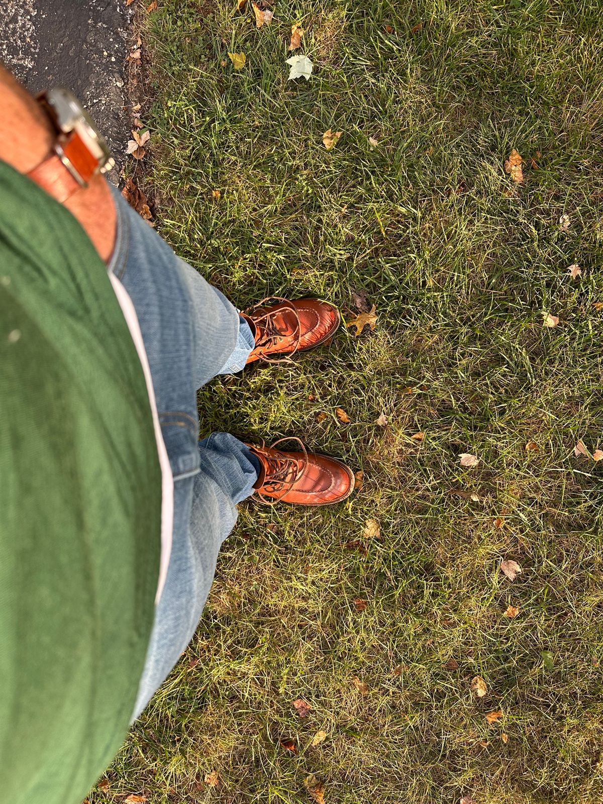 Photo by NoDadBod81 on September 16, 2023 of the Grant Stone Brass Boot in Badalassi Carlo Saddle Tan Minerva.