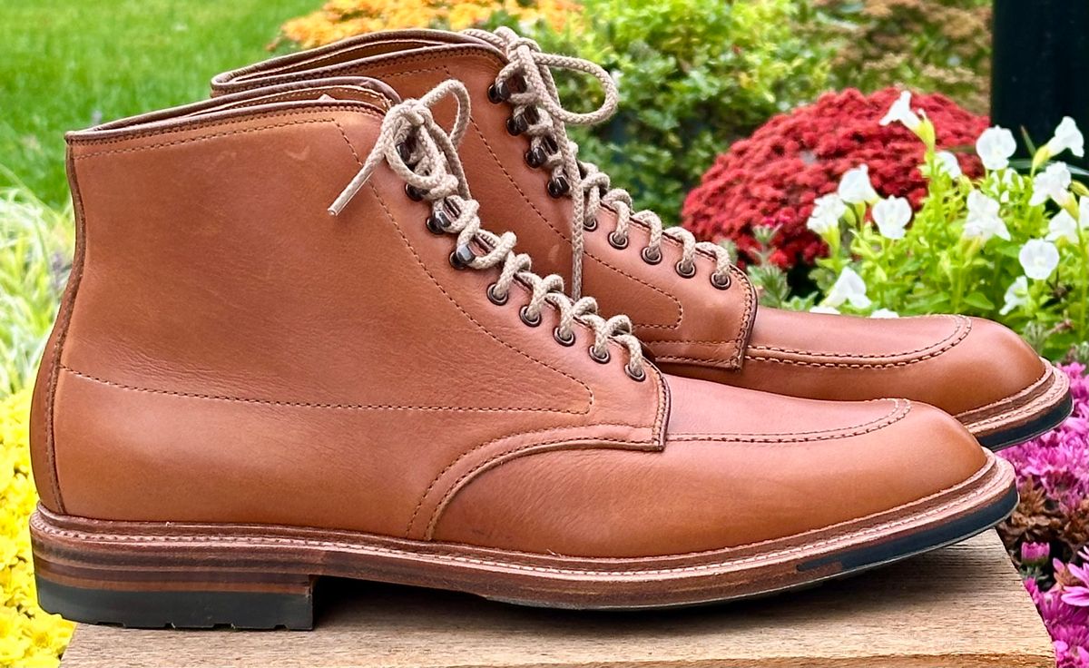 Photo by NoDadBod81 on October 1, 2024 of the Alden X Ealdwine 40307HC Saddle Tan Fettleder Indy in Saddle Tan Calf Skin.