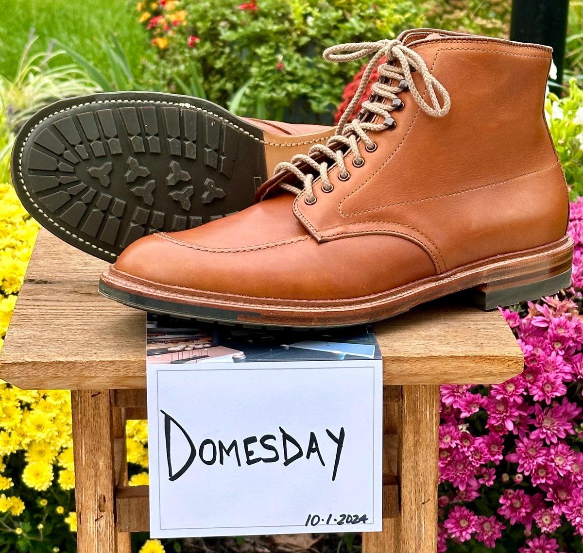 Photo by NoDadBod81 on October 1, 2024 of the Alden X Ealdwine 40307HC Saddle Tan Fettleder Indy in Saddle Tan Calf Skin.