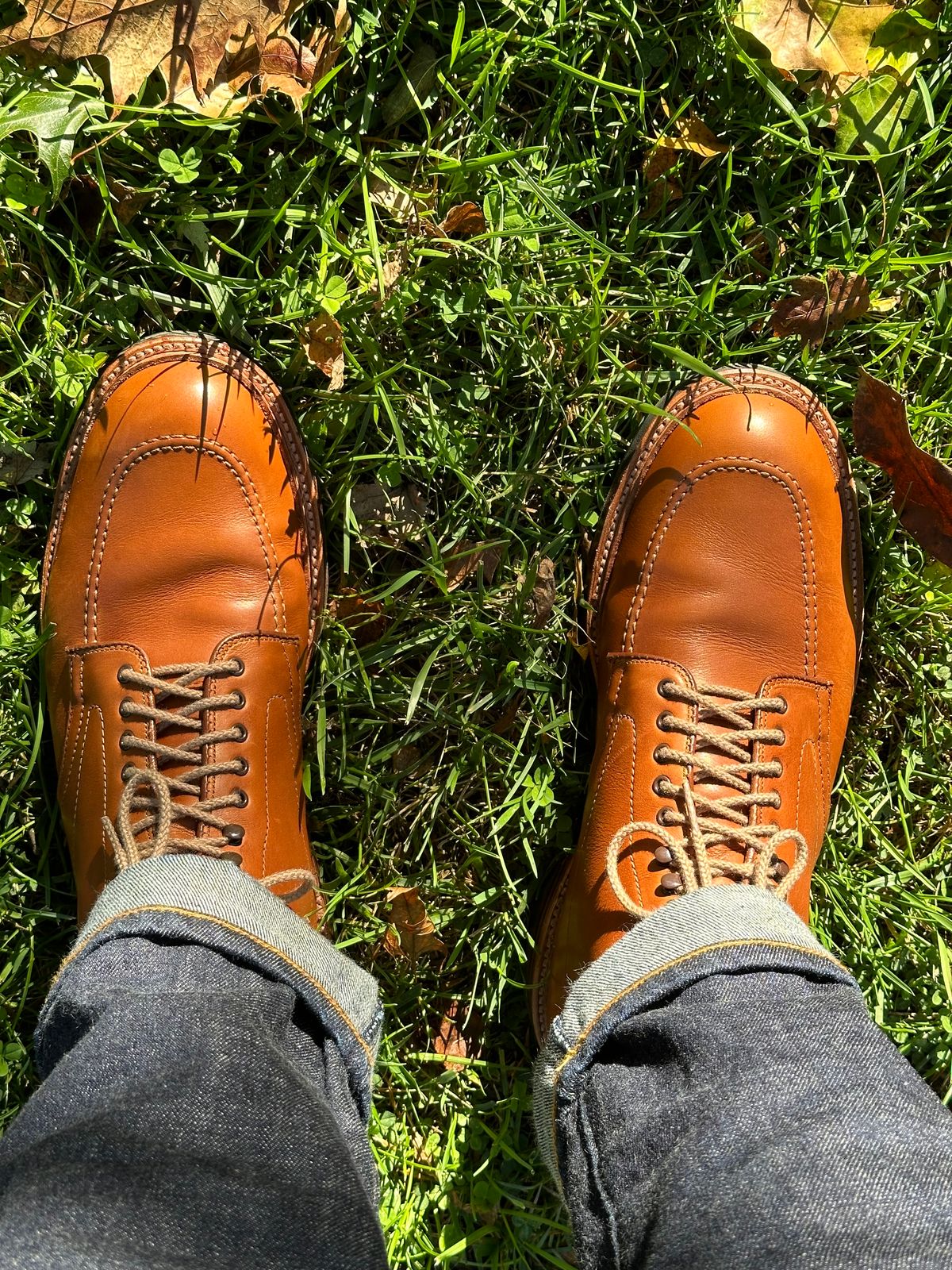 Photo by NoDadBod81 on October 2, 2024 of the Alden X Ealdwine 40307HC Saddle Tan Fettleder Indy in Saddle Tan Calf Skin.