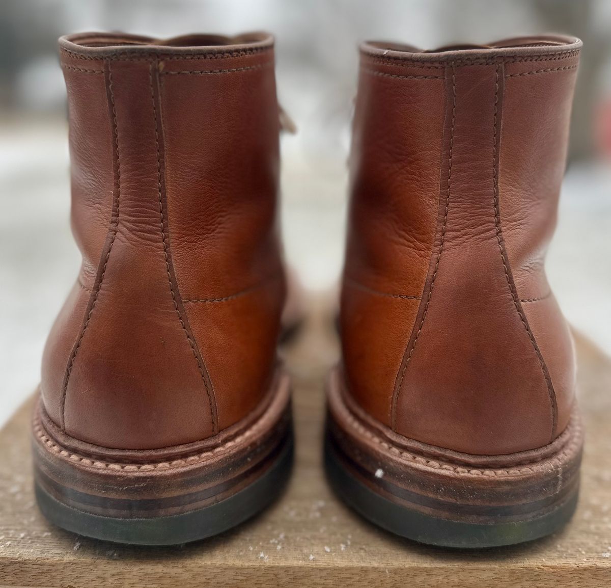 Photo by NoDadBod81 on January 5, 2025 of the Alden X Ealdwine 40307HC Saddle Tan Fettleder Indy in Saddle Tan Calf Skin.