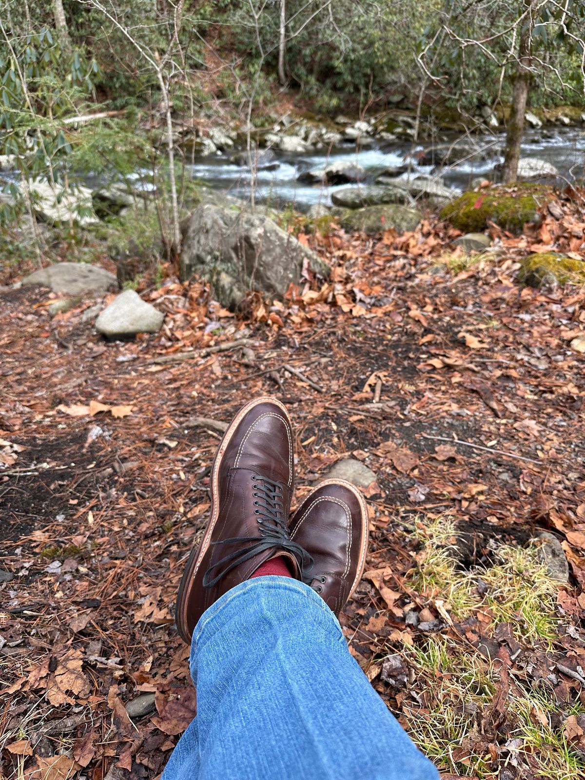 Photo by NoDadBod81 on December 30, 2023 of the Alden Indy Boot in Horween Brown Chromexcel.