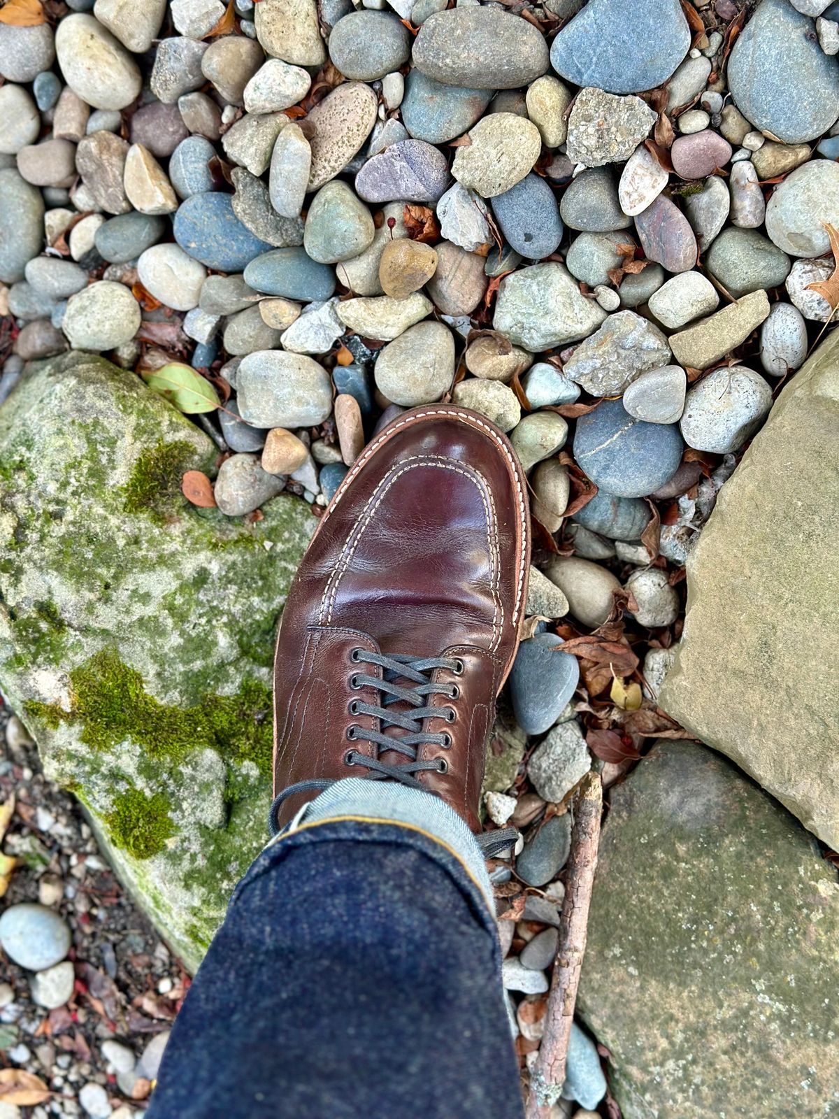 Photo by NoDadBod81 on September 7, 2024 of the Alden Indy Boot in Horween Brown Chromexcel.