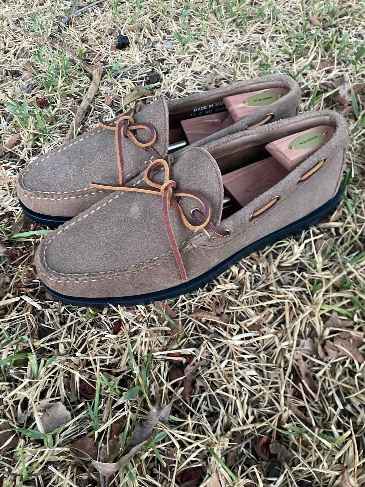 Photo by csburkhalter on October 3, 2023 of the Rancourt & Co. Gilman Camp Moc in Horween Natural Chromexcel Roughout.