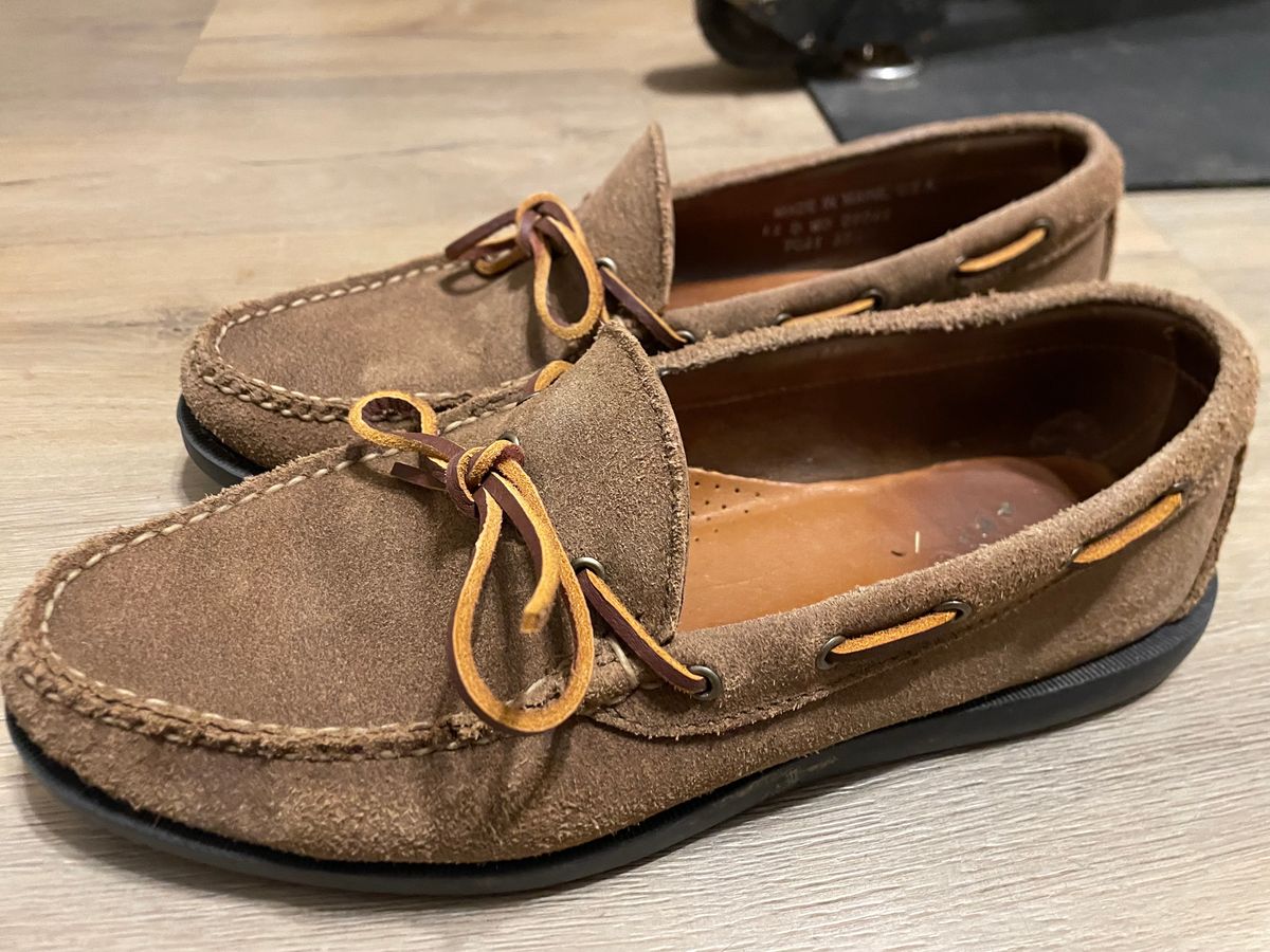Photo by csburkhalter on November 9, 2023 of the Rancourt & Co. Gilman Camp Moc in Horween Natural Chromexcel Roughout.