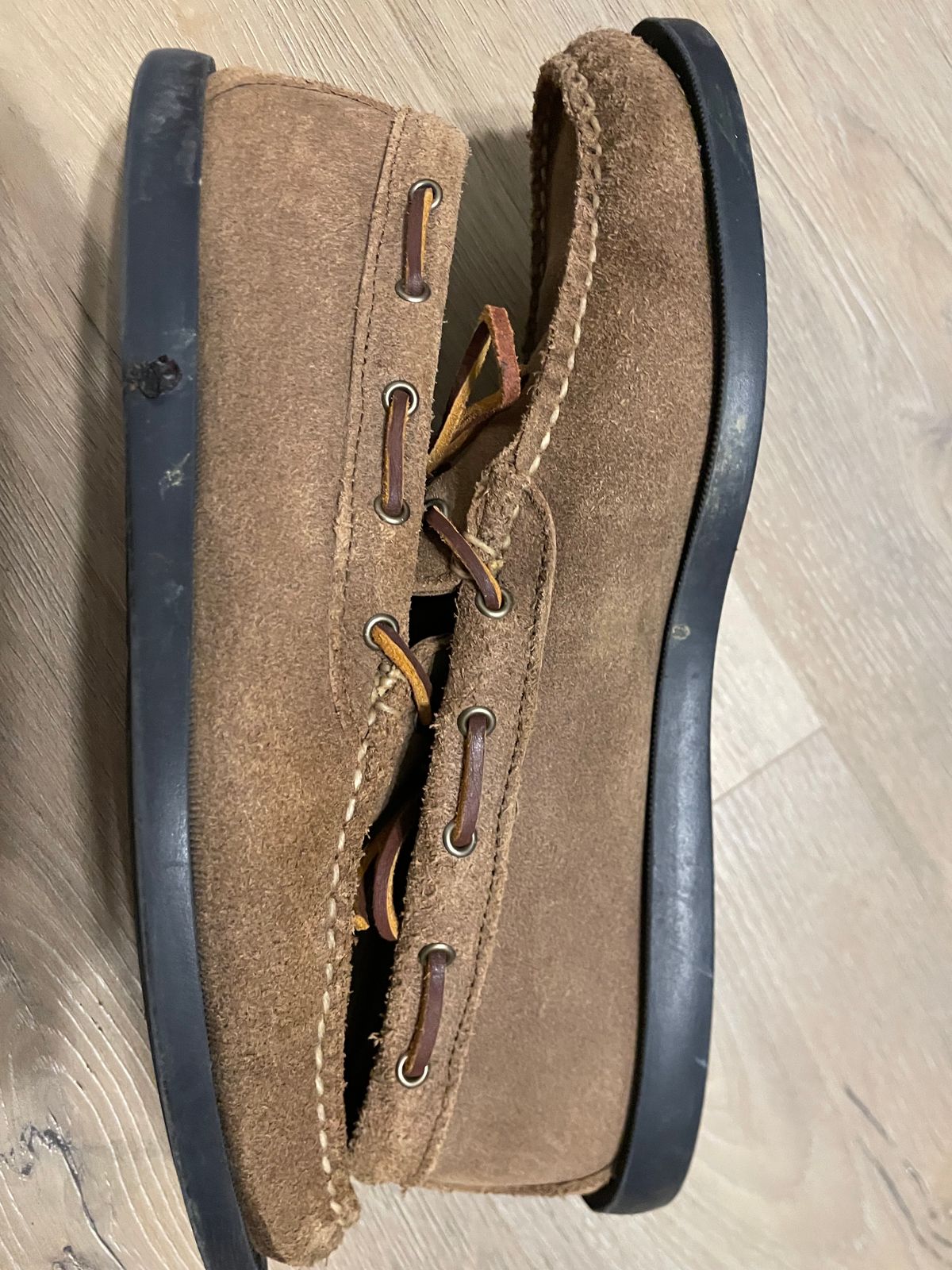 Photo by csburkhalter on November 9, 2023 of the Rancourt & Co. Gilman Camp Moc in Horween Natural Chromexcel Roughout.