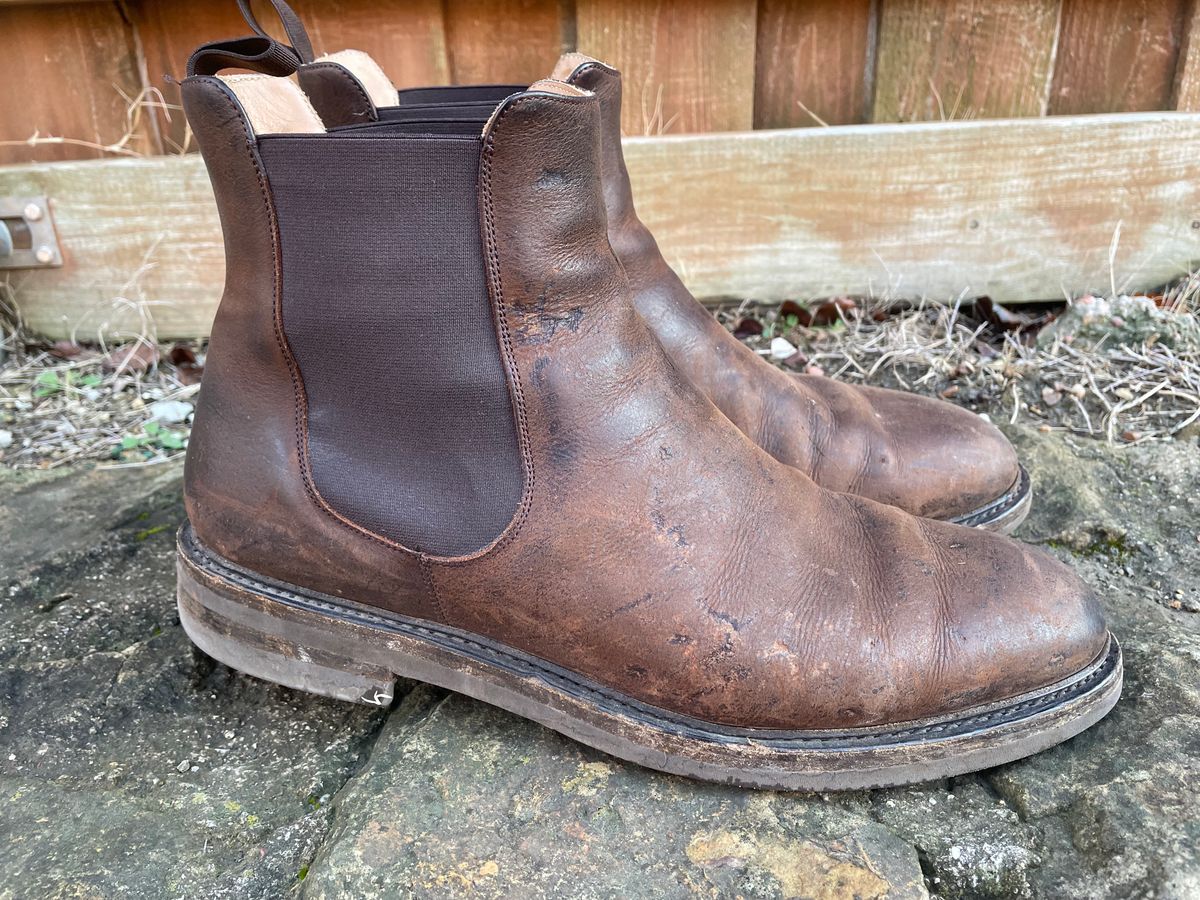 Photo by csburkhalter on February 4, 2023 of the Rider Boot Co. Fritz in C.F. Stead Snuff Waxed Kudu.
