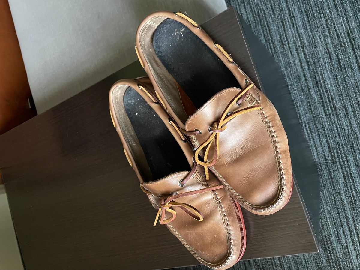 Photo by csburkhalter on August 1, 2023 of the Rancourt & Co. Gilman Camp Moc in Horween Natural Chromexcel.