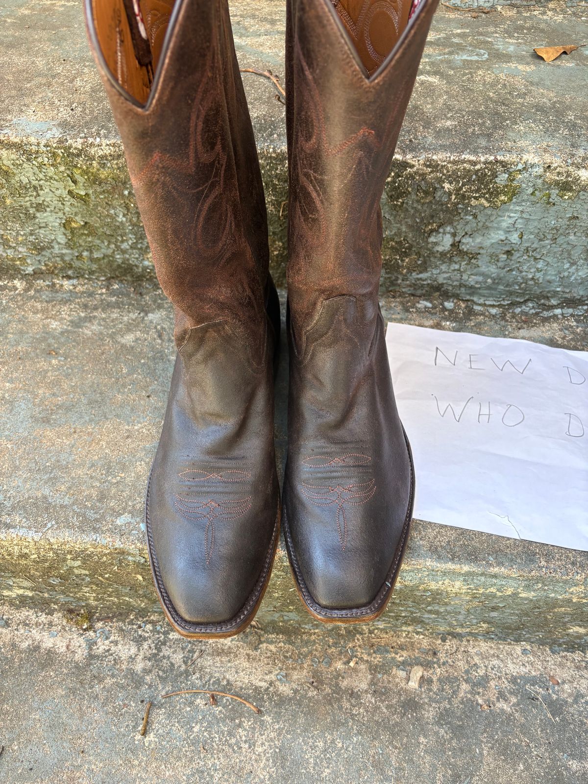 Photo by csburkhalter on October 2, 2025 of the Rios of Mercedes Cowboy Boots in Waxed Kudu.